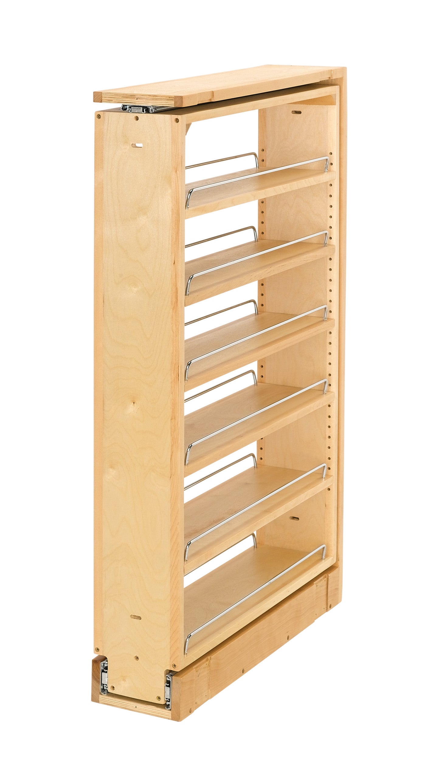 6" Natural Maple (6) Shelf Pantry Filler w/Height Opening 39" +