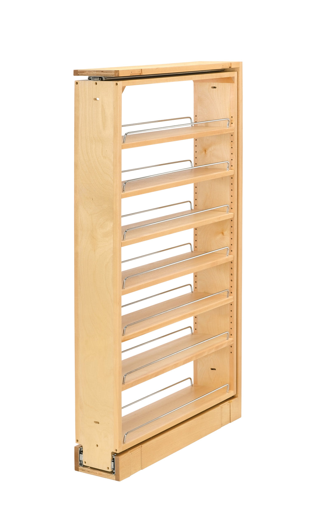 6" Natural Maple (7) Shelf Pantry Filler Pullout  w/Height Opening 45" +