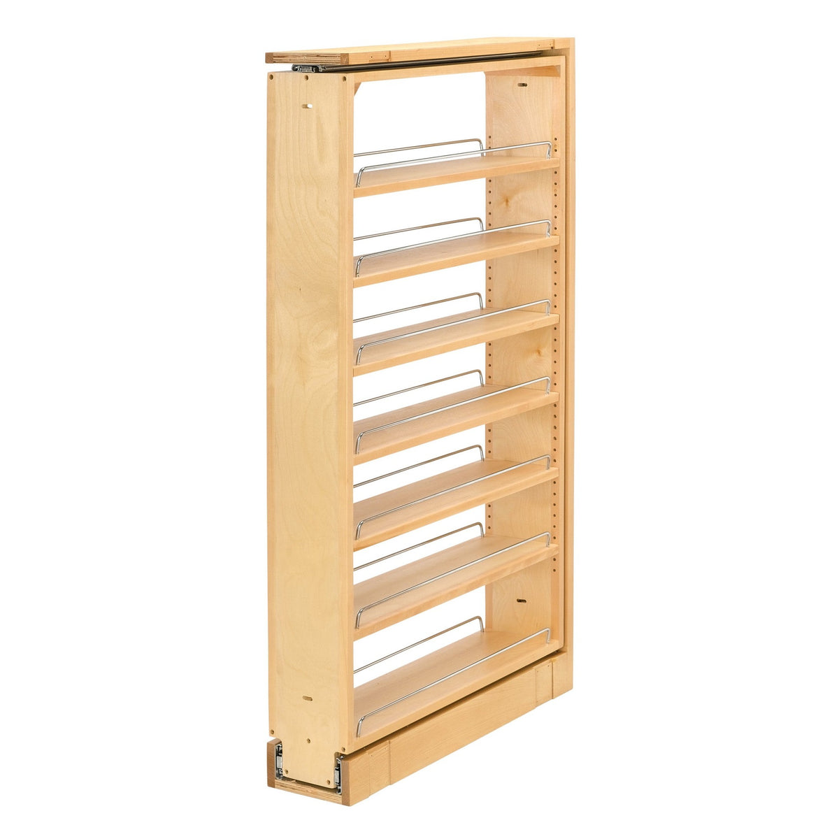 6" Natural Maple (7) Shelf Pantry Filler Pullout  w/Height Opening 45" +