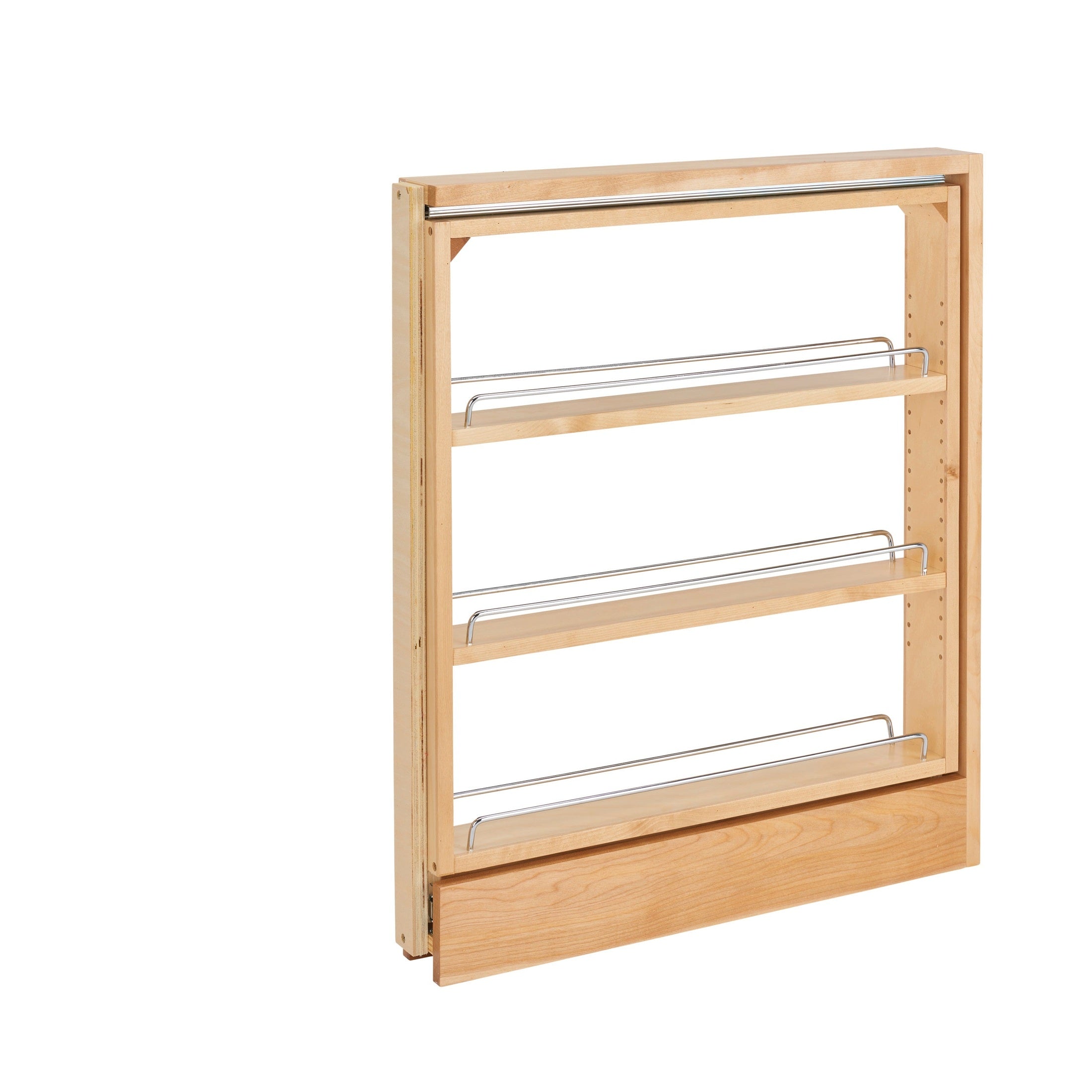 3" Natural Maple Top Slide (3) Shelf Between Cabinet Base Organizer Pullout w/ BLUMOTION Soft-Close for 6"
