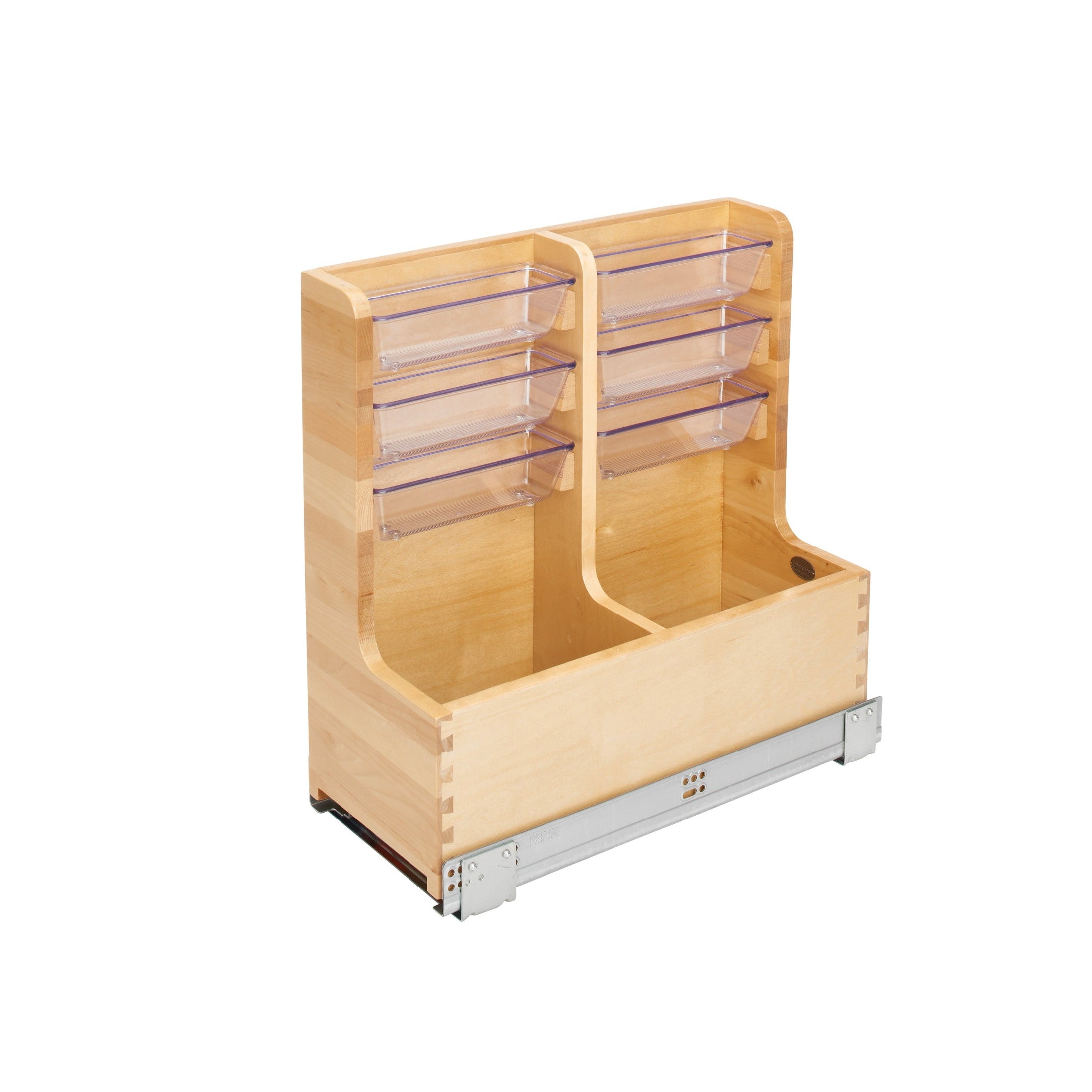 Natural Maple L-Shaped Vanity Sink Base Pullout w/ BLUMOTION Soft-Close for 24" Sink Base