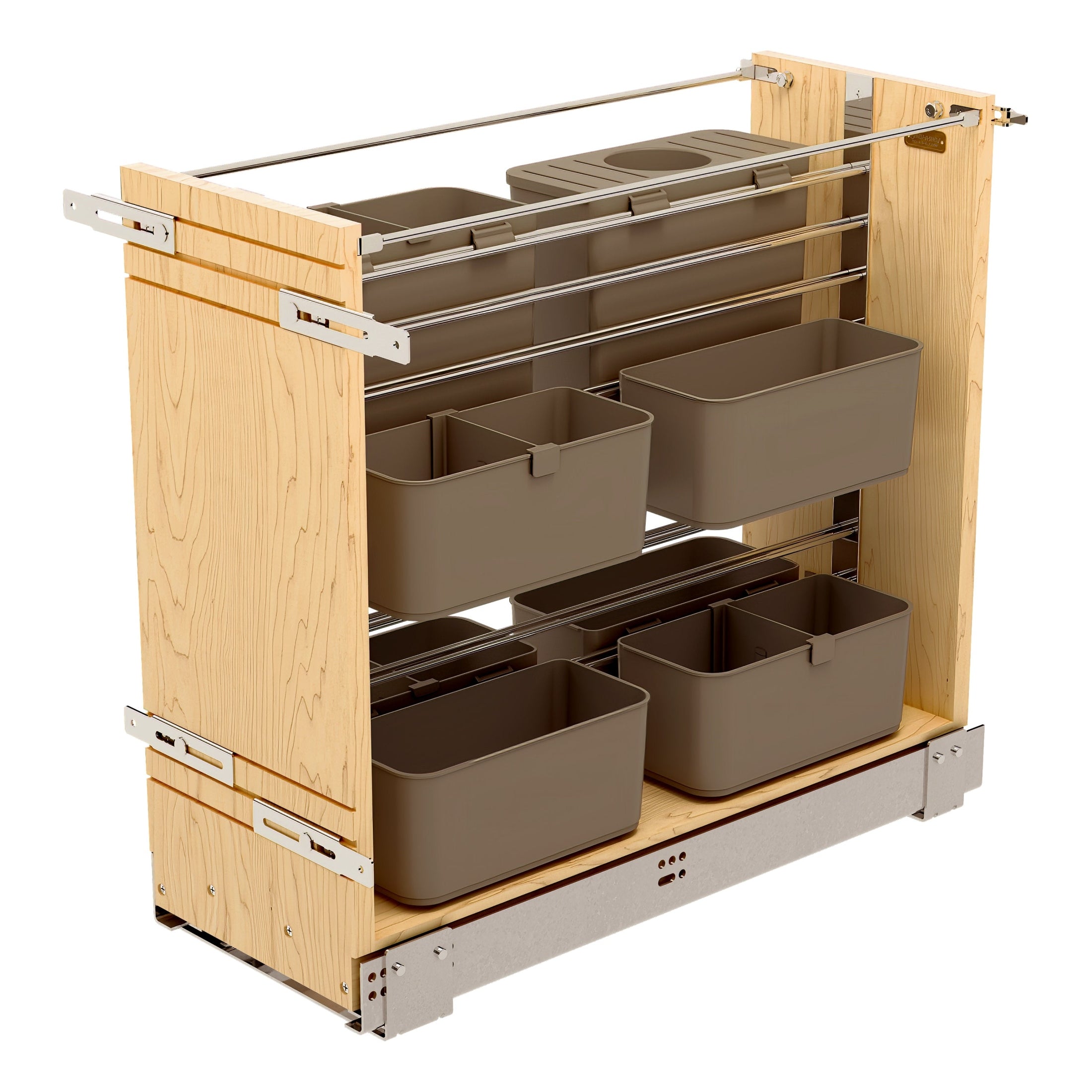 8" Natural Maple Base Cabinet Modular Pullout Organizer w/ Soft-Close