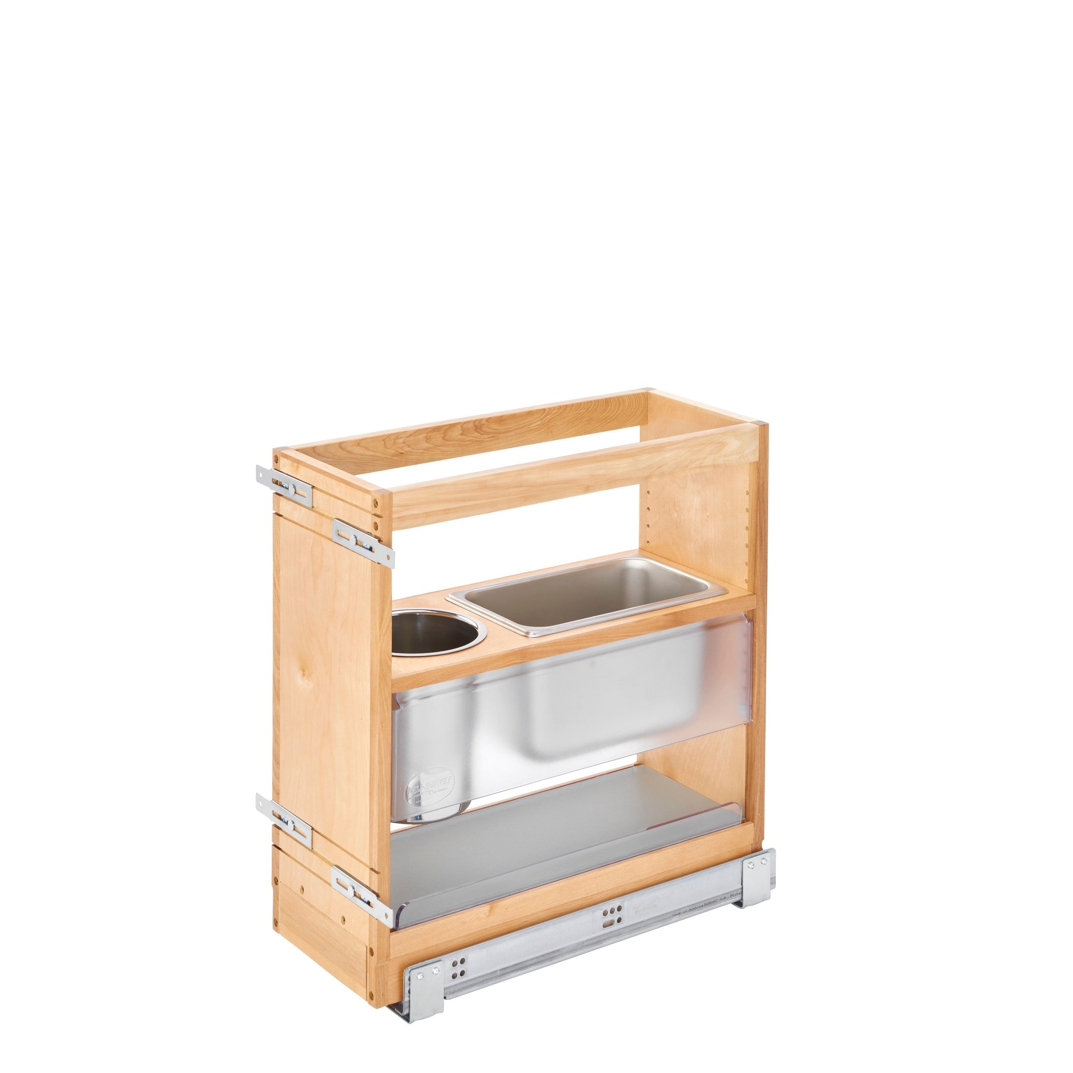 8" W x 20" H Wood Pullout Vanity Grooming Organizer w/ Soft-Close Slide