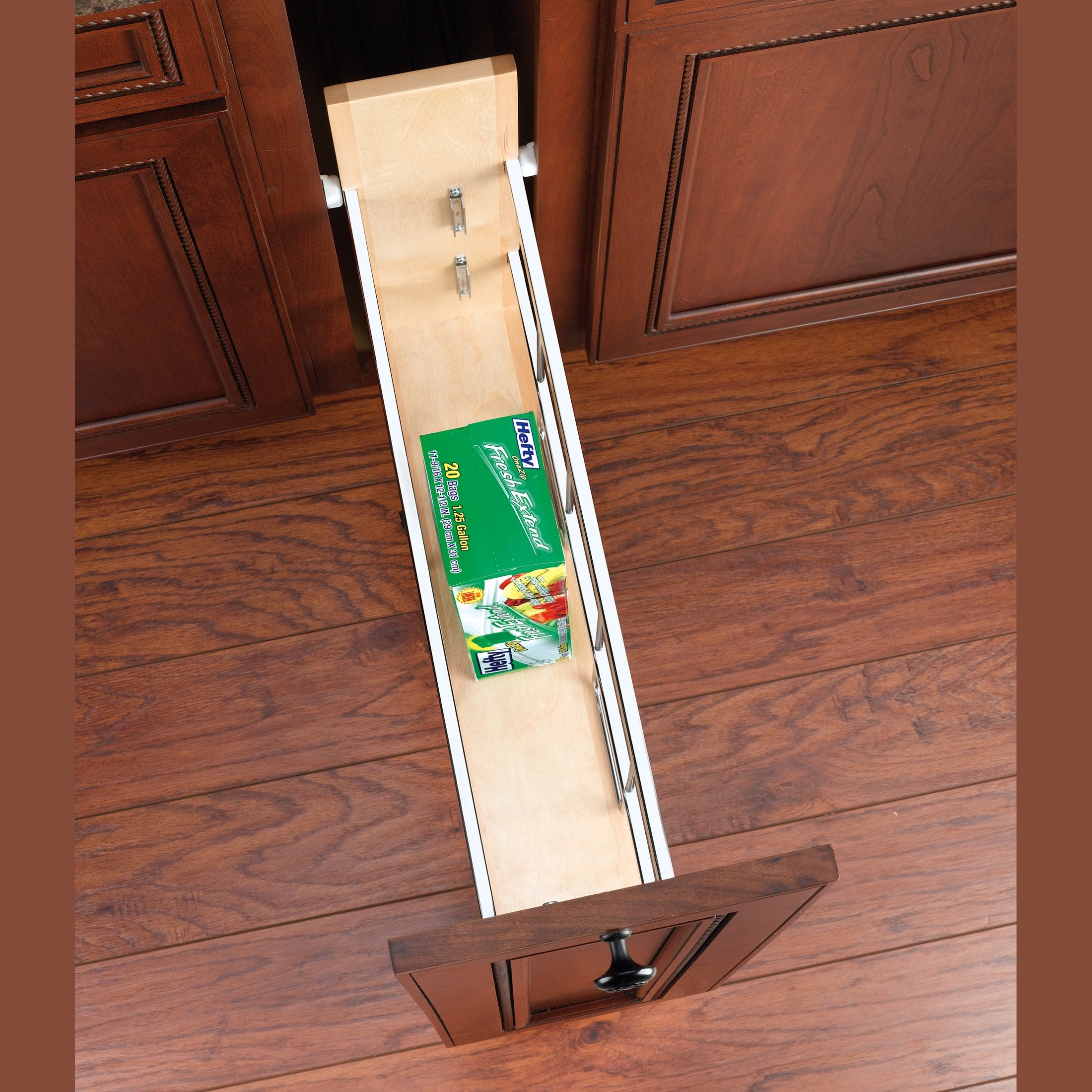 5" Pullout Wood Foil Wrap/Tray Divider Cabinet Organizer w/ Ball-Bearing Soft-Close Slides