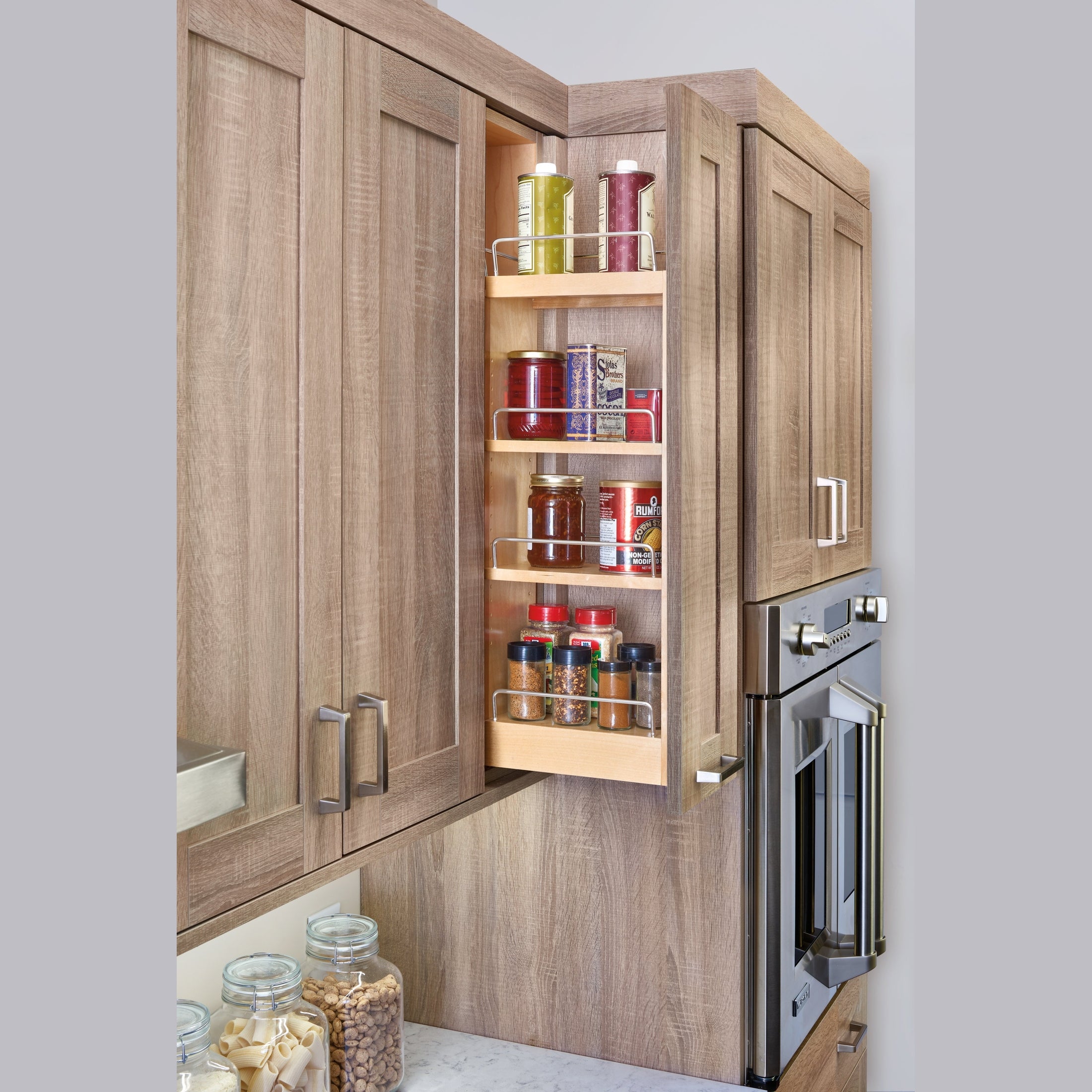 Natural Maple Five Shelf Pullout w/ Soft-Close for 9" Walll Face Frame for 36"+ Height