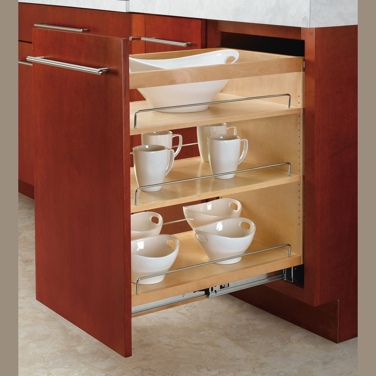 14" Pullout Wood Base Cabinet Organizer