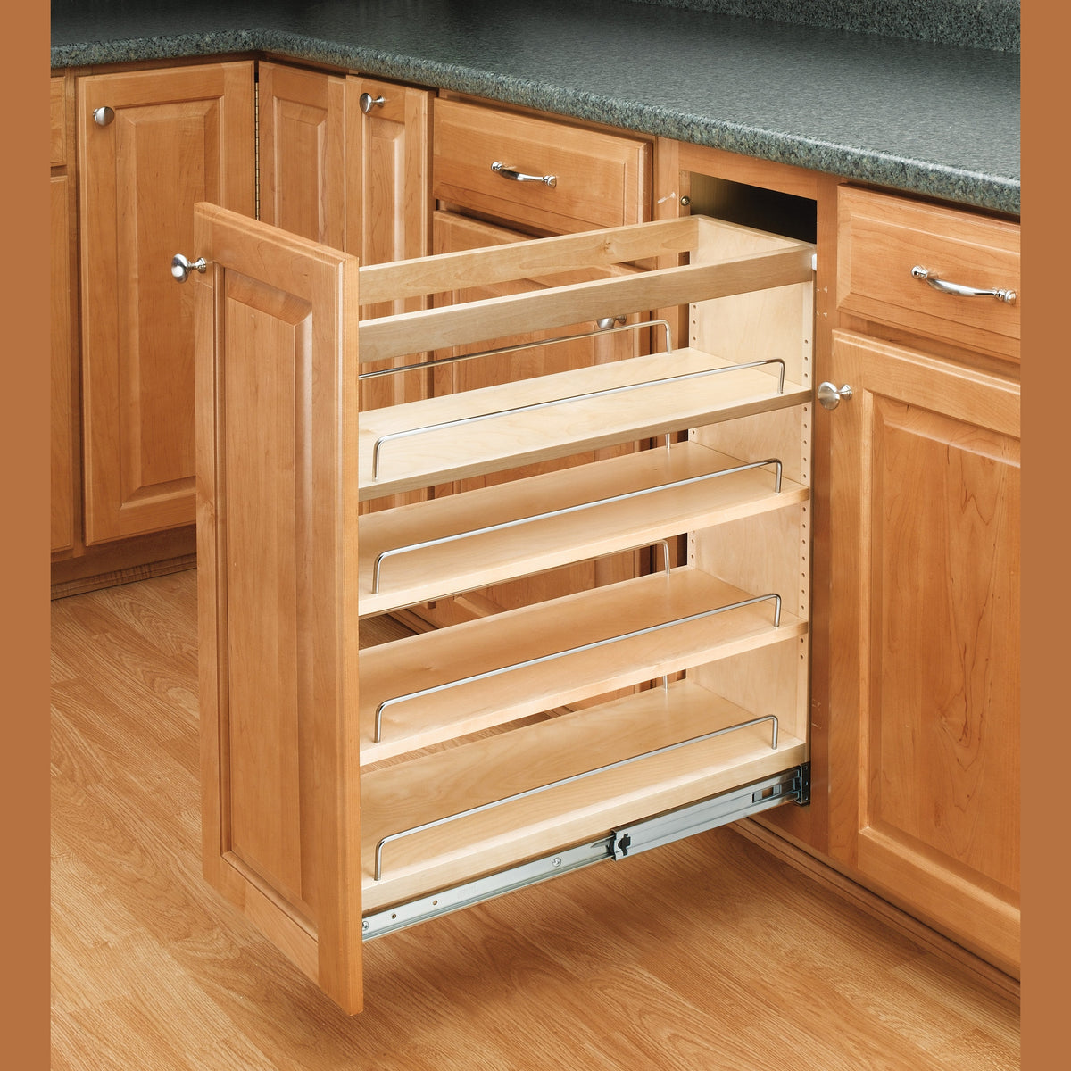 6.5" Pullout Wood Base Cabinet Organizer
