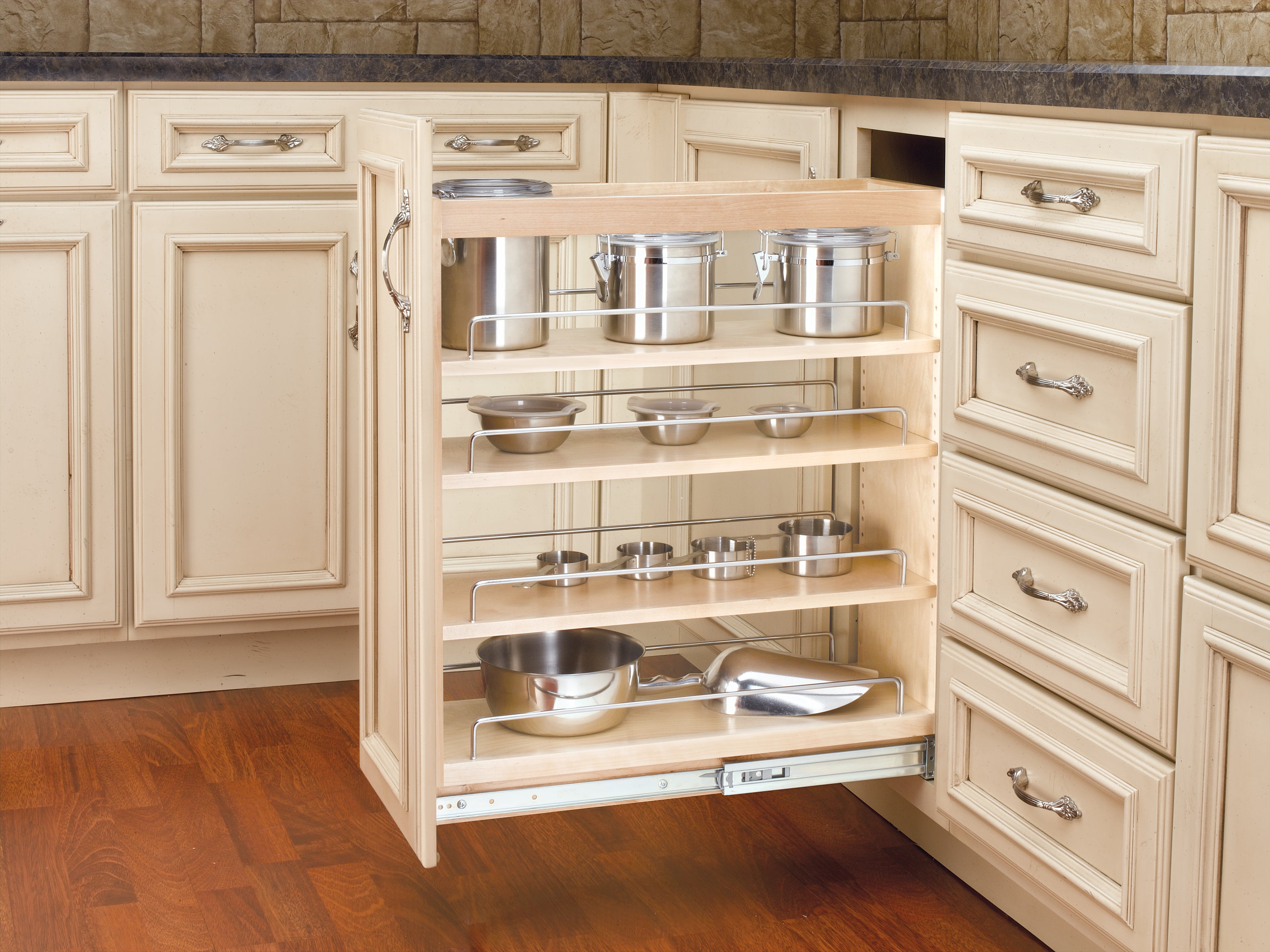 8" Pullout Wood Base Cabinet Organizer