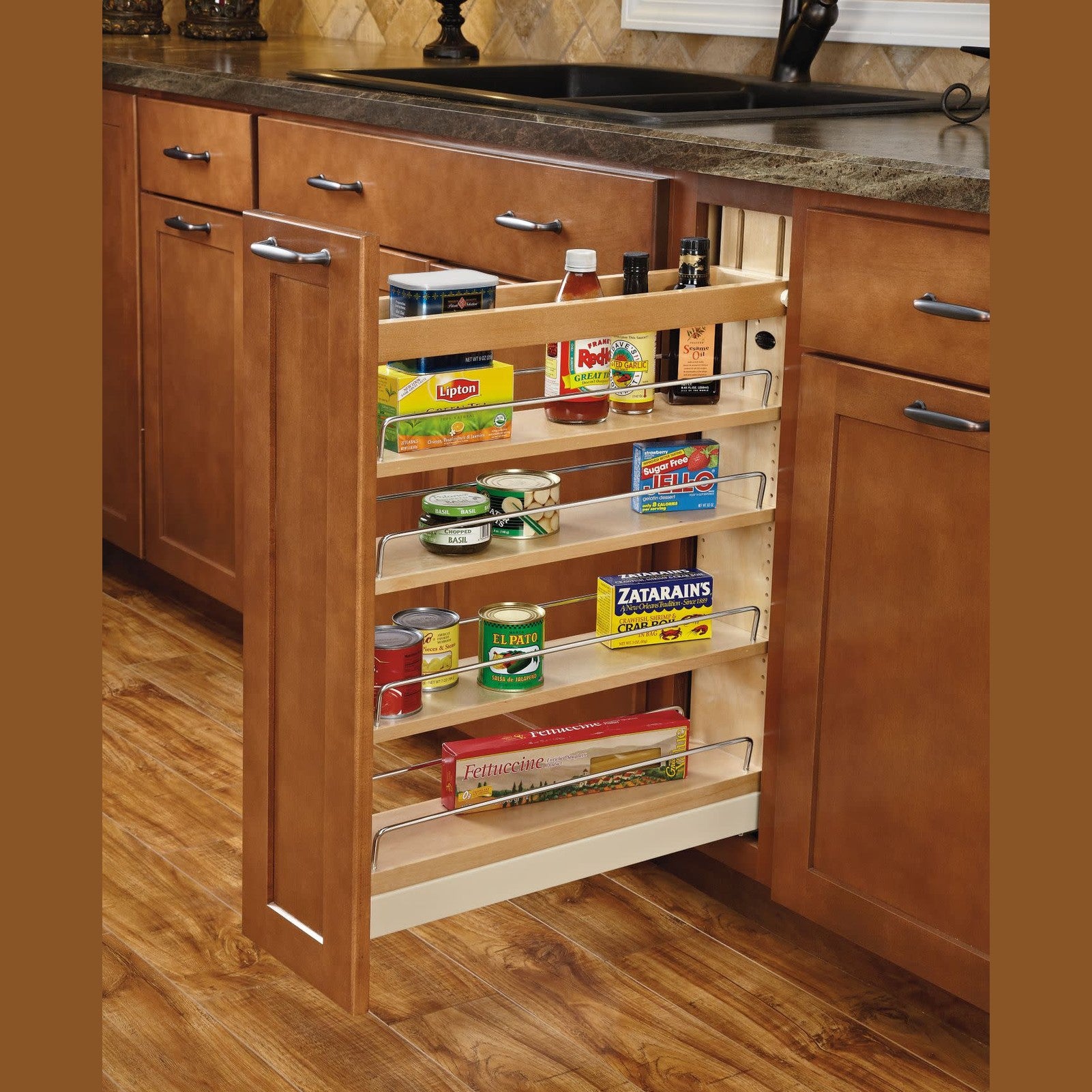 5" Pullout Wood Base Cabinet Organizer w/ Ball-Bearing Soft-Close Slides