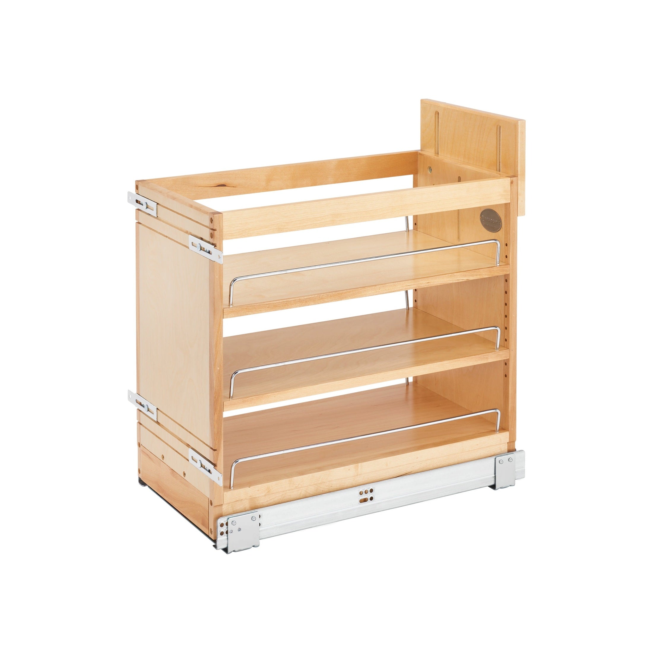 Natural Maple (3) Shelf Drawer Door Organizer Pullout w/ BLUMOTION Soft-Close for 15" Base Cabinet