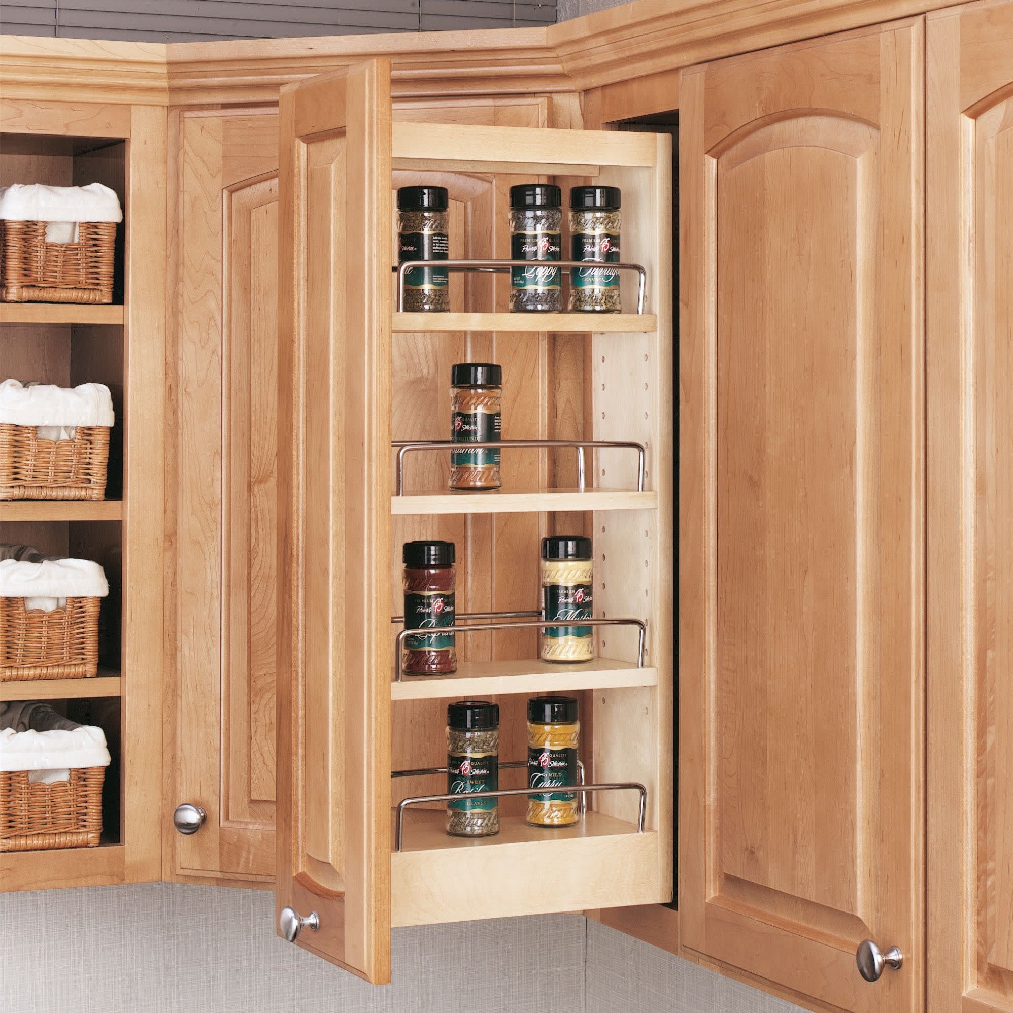 Natural Maple Four Shelf Pullout for 9" Face Frame Wall Cabinet