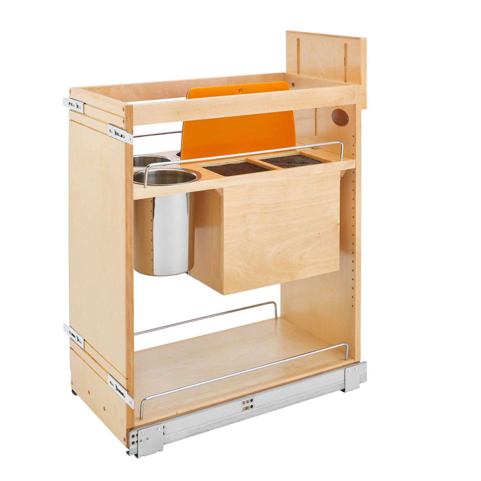 Maple Knife Block Pullout Organizer w/ BLUM Soft-Close for 15" Base Cabinets
