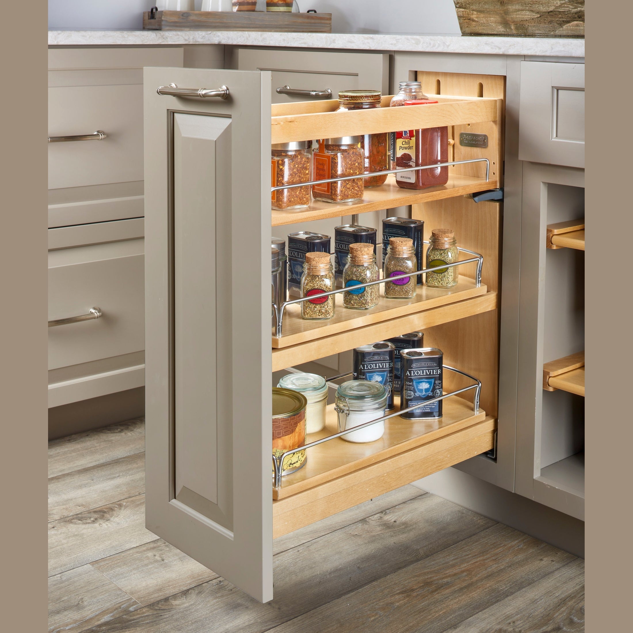 5" Wood Base Cabinet Swivel Pullout w/ BLUM Soft-Close Slides