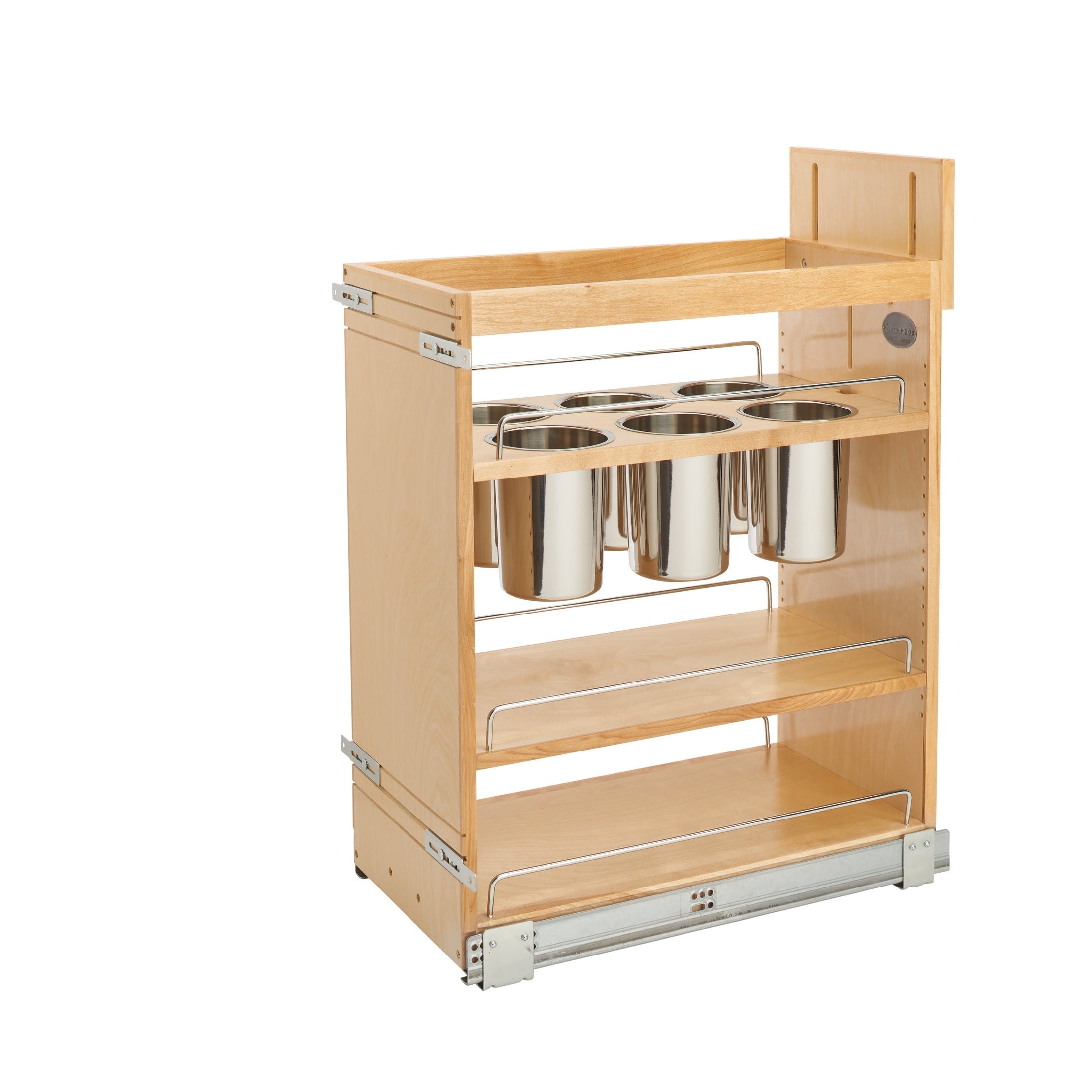 Maple Utensil Pullout Organizer w/ 6 bins and BLUM Soft-Close for 15" Base Cabinets
