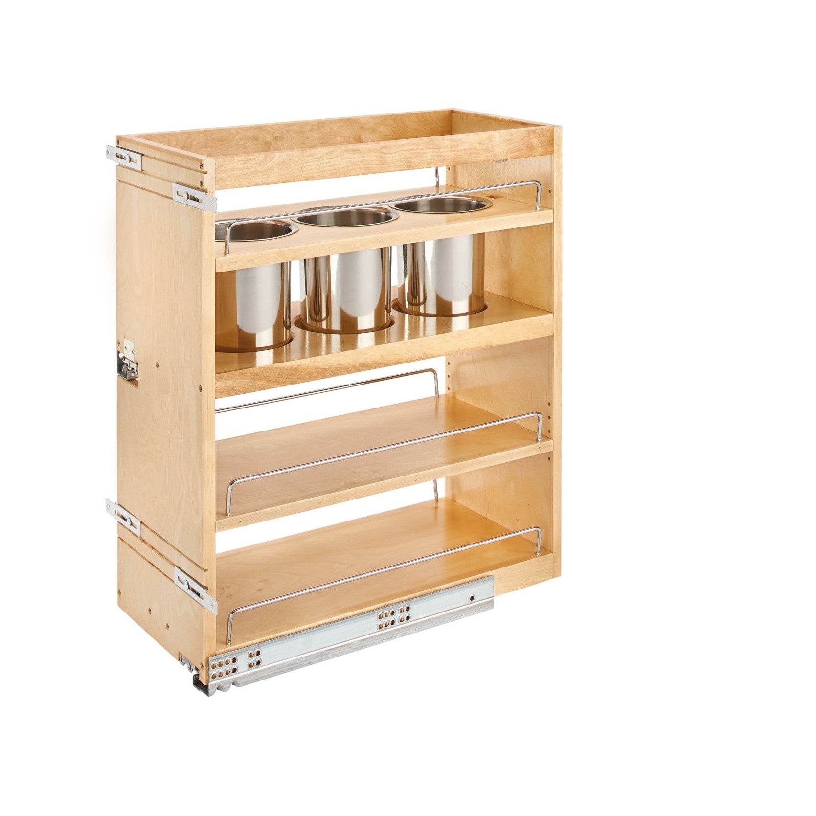 Natural Maple Bottom and Side Mount Two Shelf Utensil Bin Pullout w/ BLUMOTION Soft-Close for 12" Full-Access