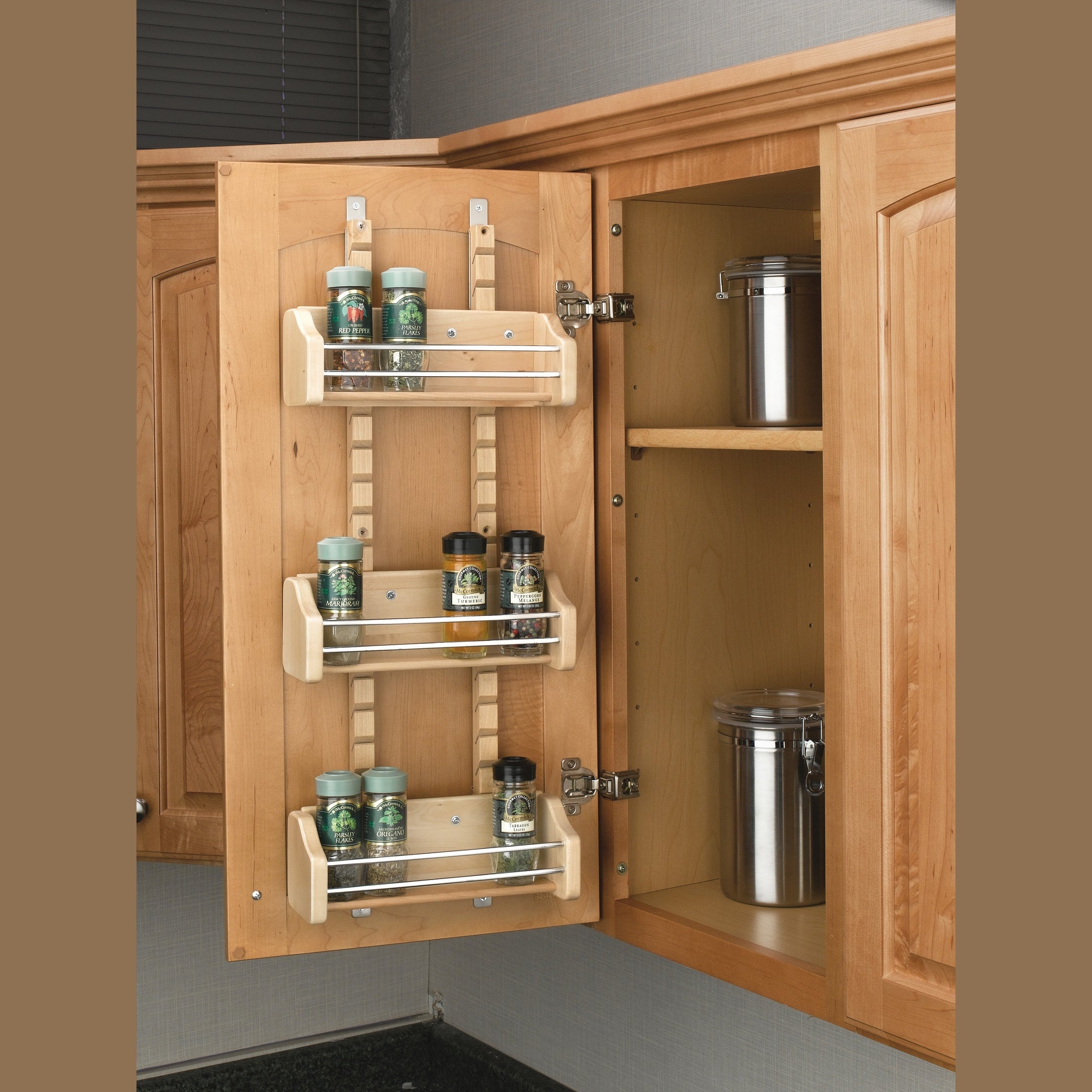 REV-A-SHELF 4ASR Series Wood Wall Cabinet Adjustable Spice Rack