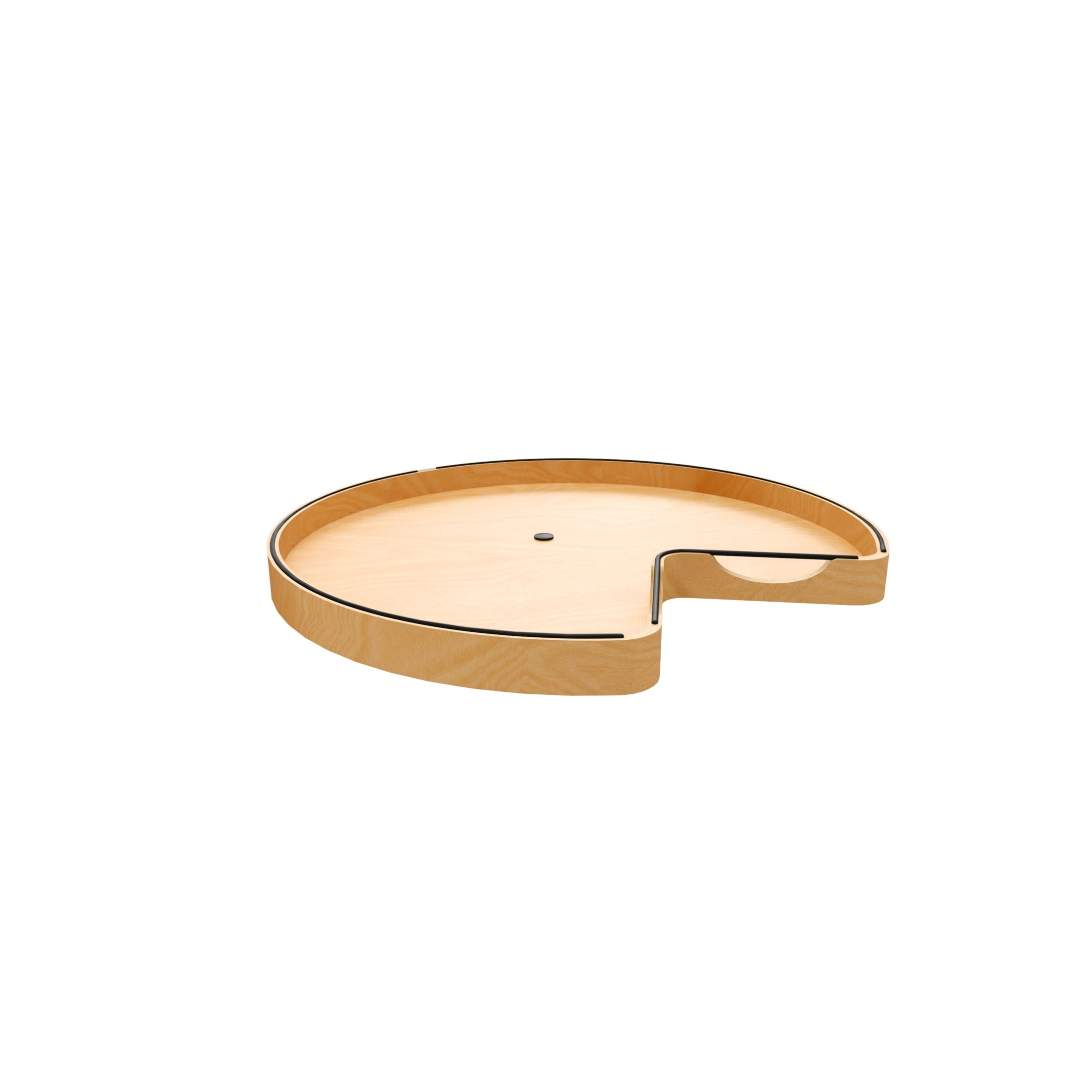 Craftsman Collection 28” Solid Maple Kidney-Shaped Lazy Susan for Corner Base Cabinets w/ Swivel Bearing