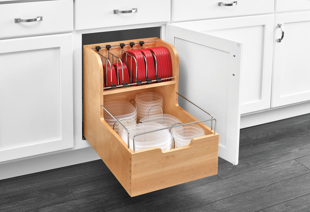 Wood Food Storage Container Organizer for Base 18 Cabinets