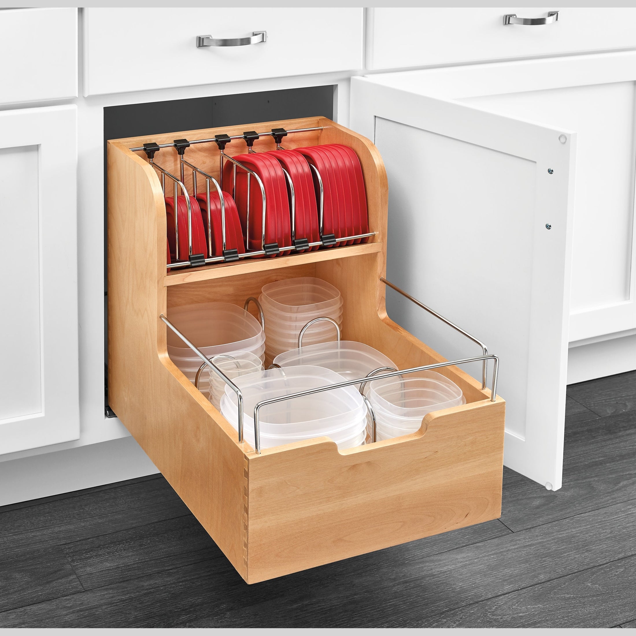 Wood Food Storage Container Organizer for Base 18 Cabinets