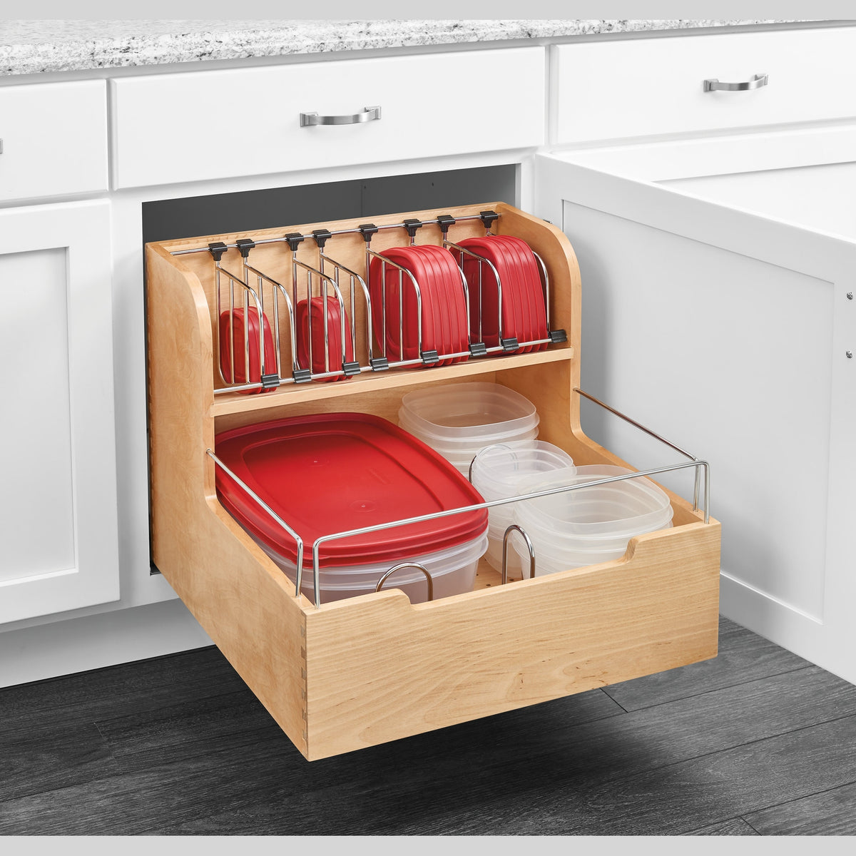 Wood Food Storage Container Organizer for 24" Base Cabinets