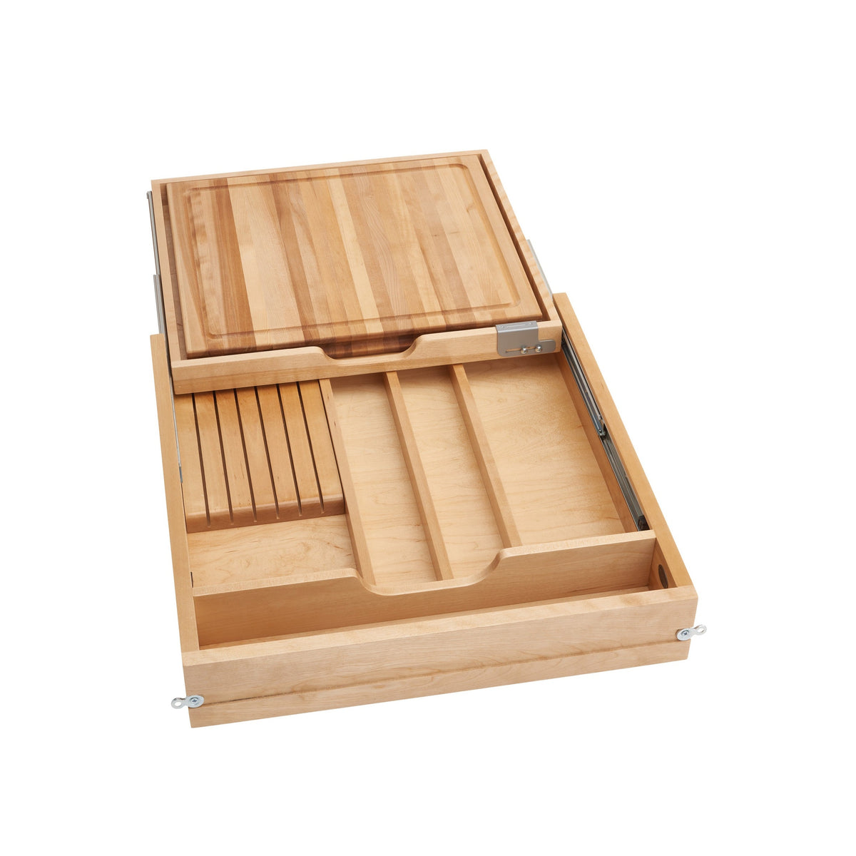 REV-A-SHELF 4KCB-24HSC-1 Natural Maple Knife/Cutting Board Drawer w/ BLUMOTION Soft-Close for 24" Face Frame Base