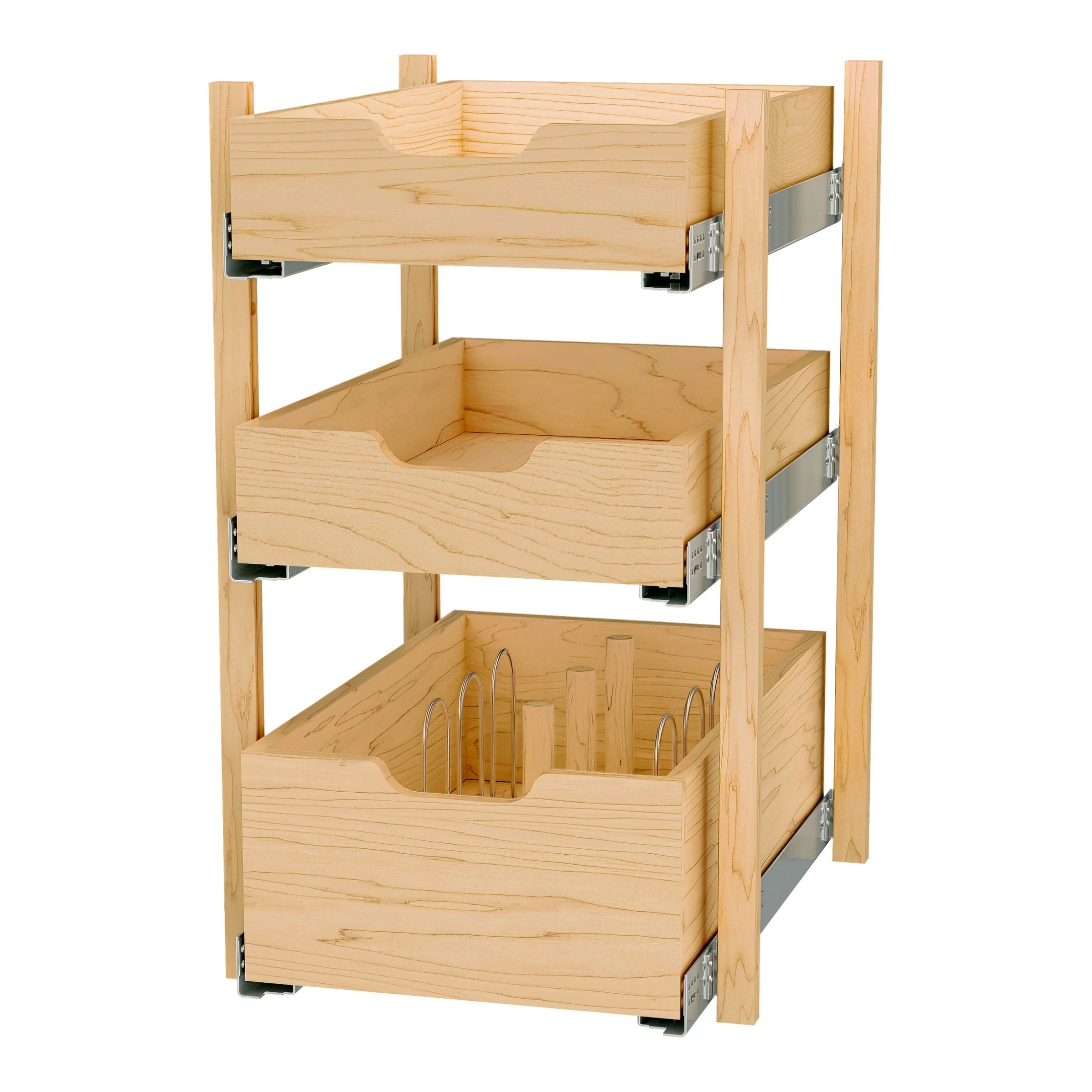 Natural Maple Pilaster Kit w/ BLUM Soft-Close for 18" Full-Height Base (2) Standard and (1) Tall Drawer Box, 27-1/4 x 1-1/8" Uprights