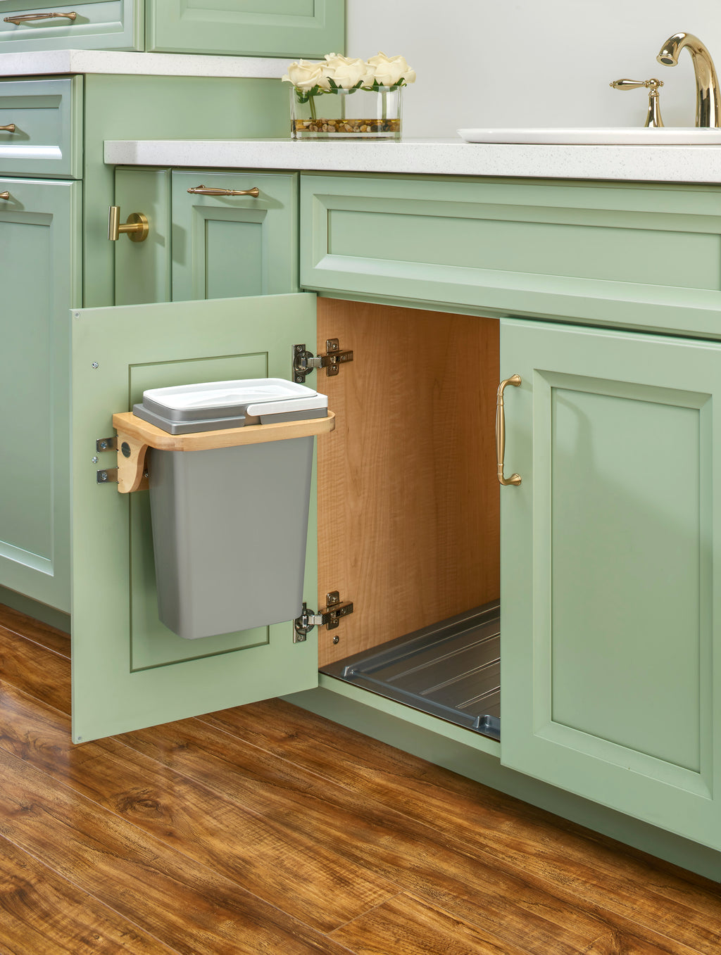 Wood Vanity Cabinet Door Mount Waste Container