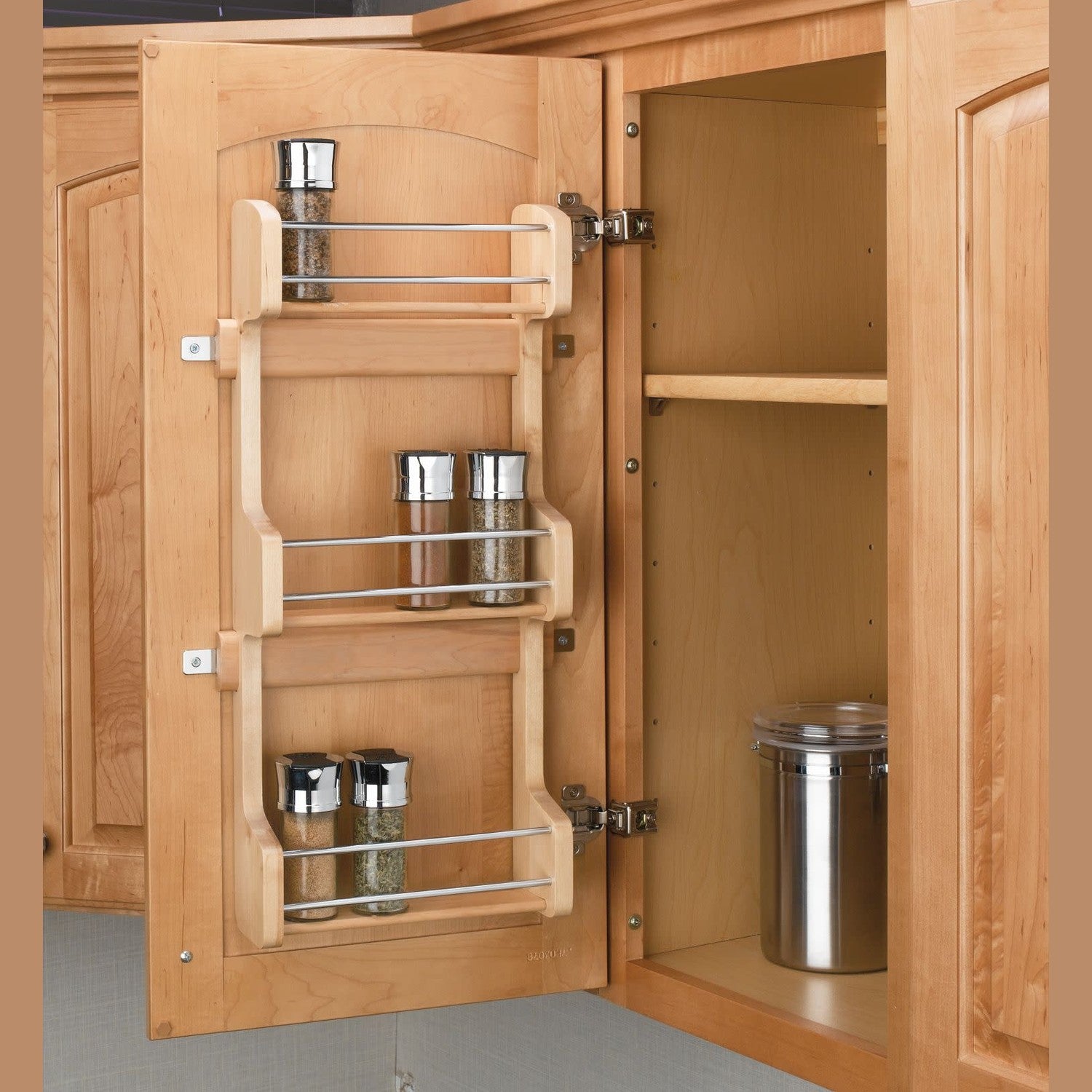 REV-A-SHELF 4SR Series Wood Wall Cabinet Spice Rack Organizer