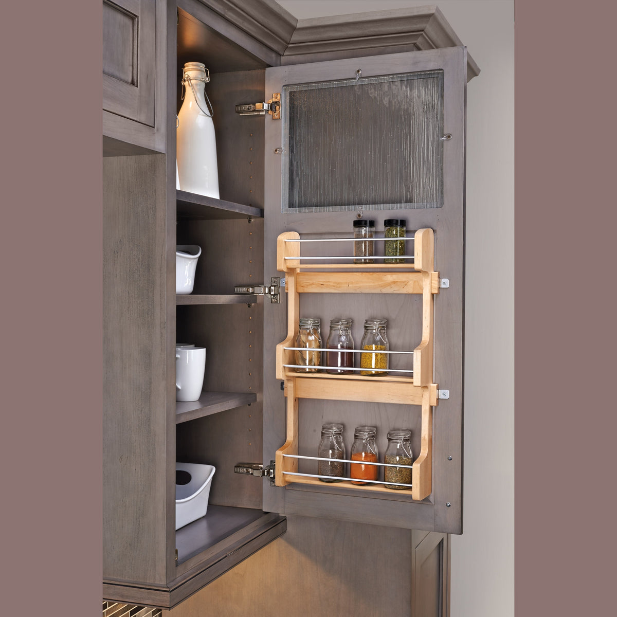 REV-A-SHELF 4SR Series Wood Wall Cabinet Spice Rack Organizer