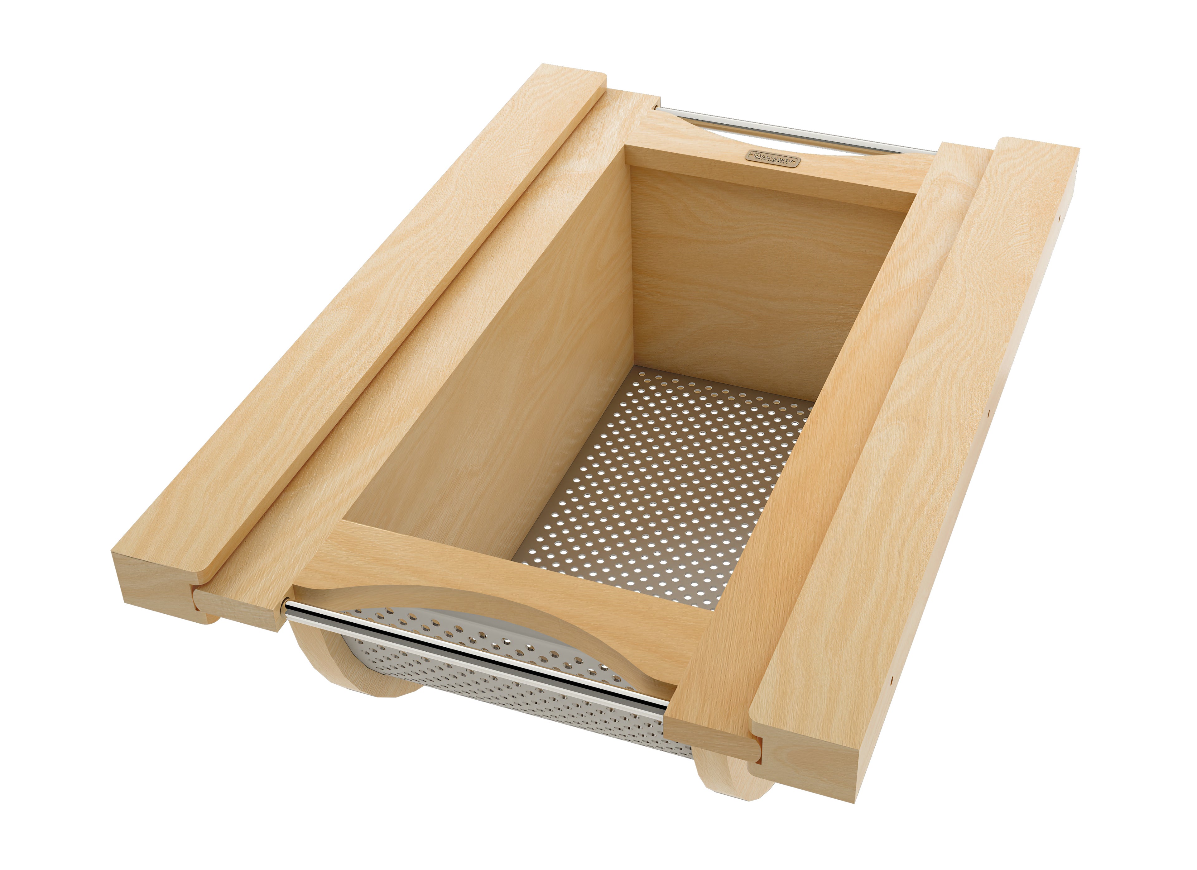 Natural Maple/Stainless-Steel Produce Basket for 15” Base Cabinets