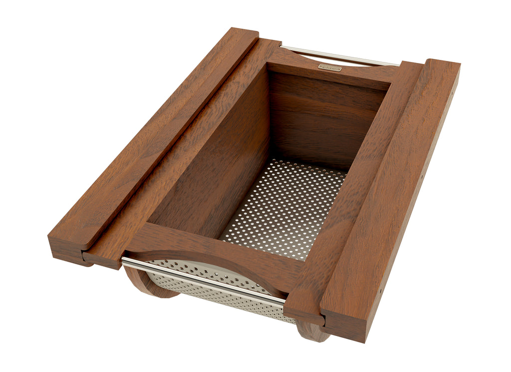 Walnut/Stainless-Steel Produce Basket for 15” Base Cabinets
