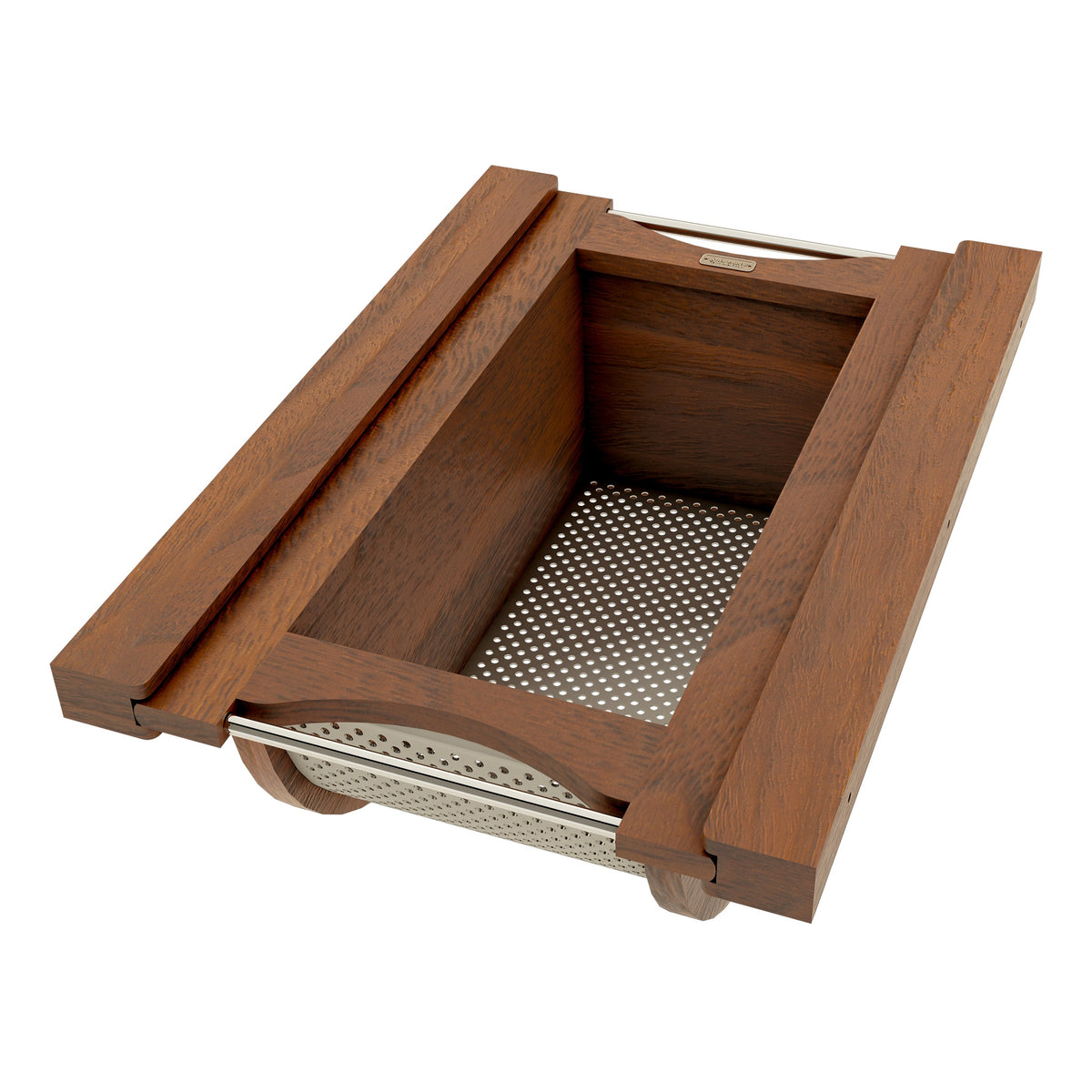 Walnut/Stainless-Steel Produce Basket for 15” Base Cabinets