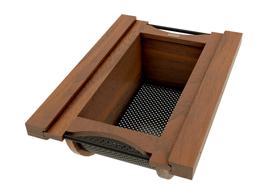 Walnut/Black Produce Basket for 15” Base Cabinets