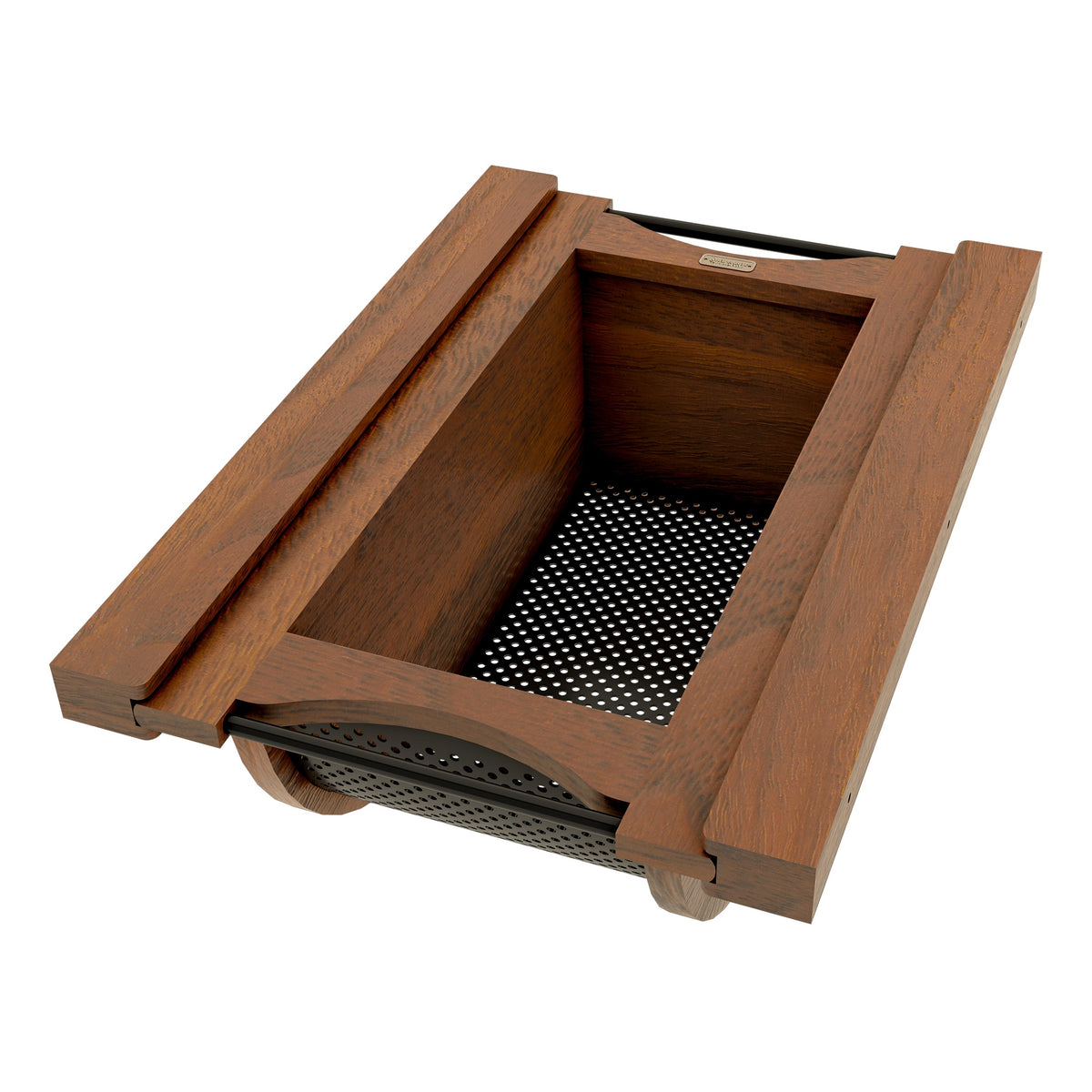 Walnut/Black Produce Basket for 15” Base Cabinets