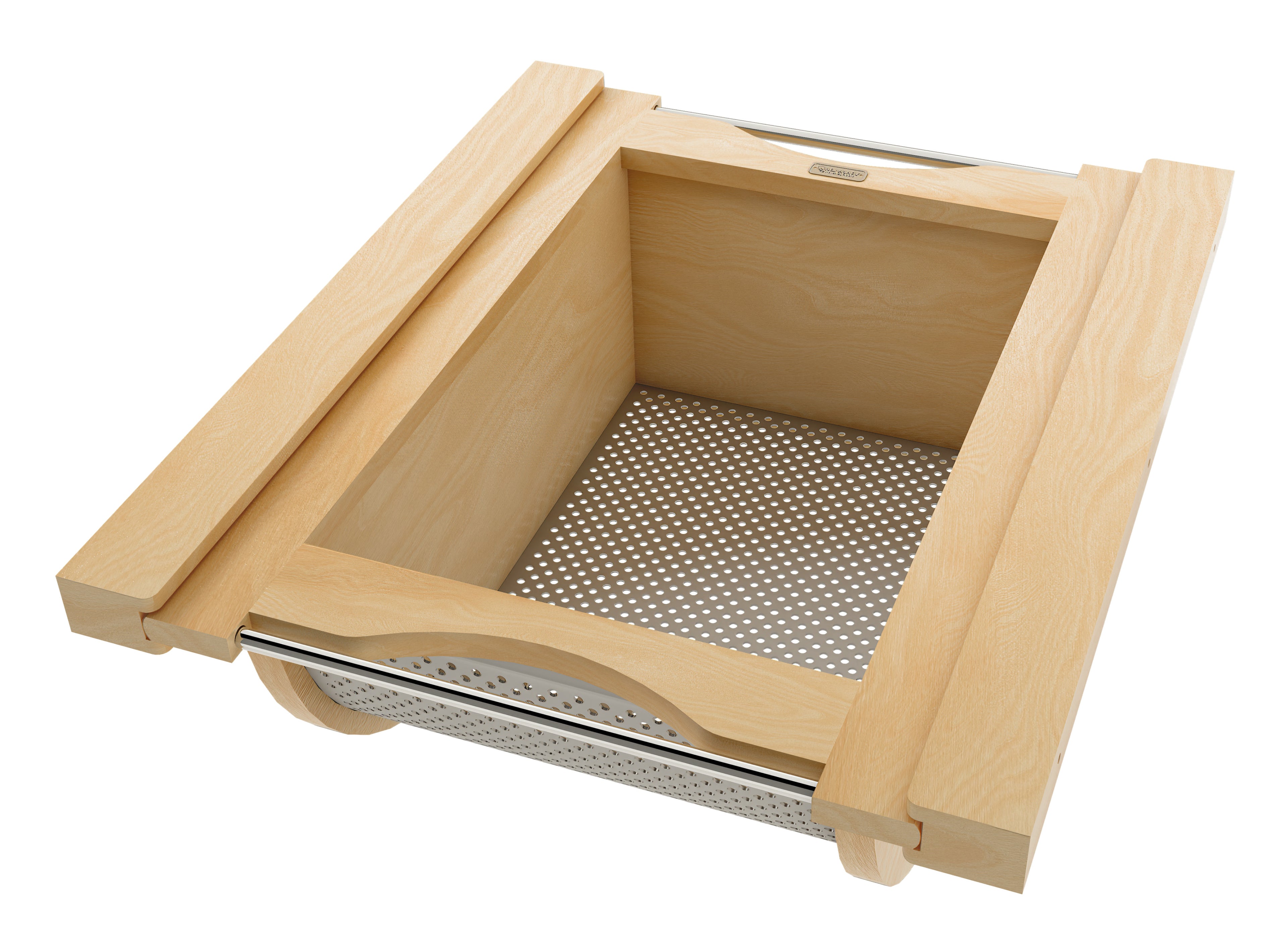 Natural Maple/Stainless-Steel Produce Basket for 18” Base Cabinets
