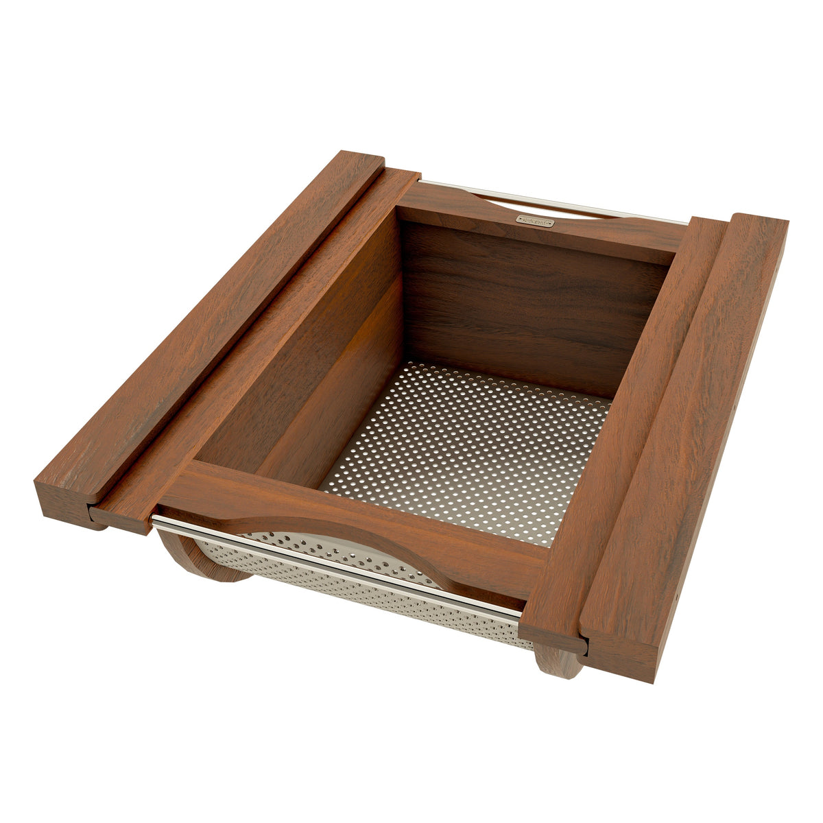 Walnut/Stainless-Steel Produce Basket for 18” Base Cabinets