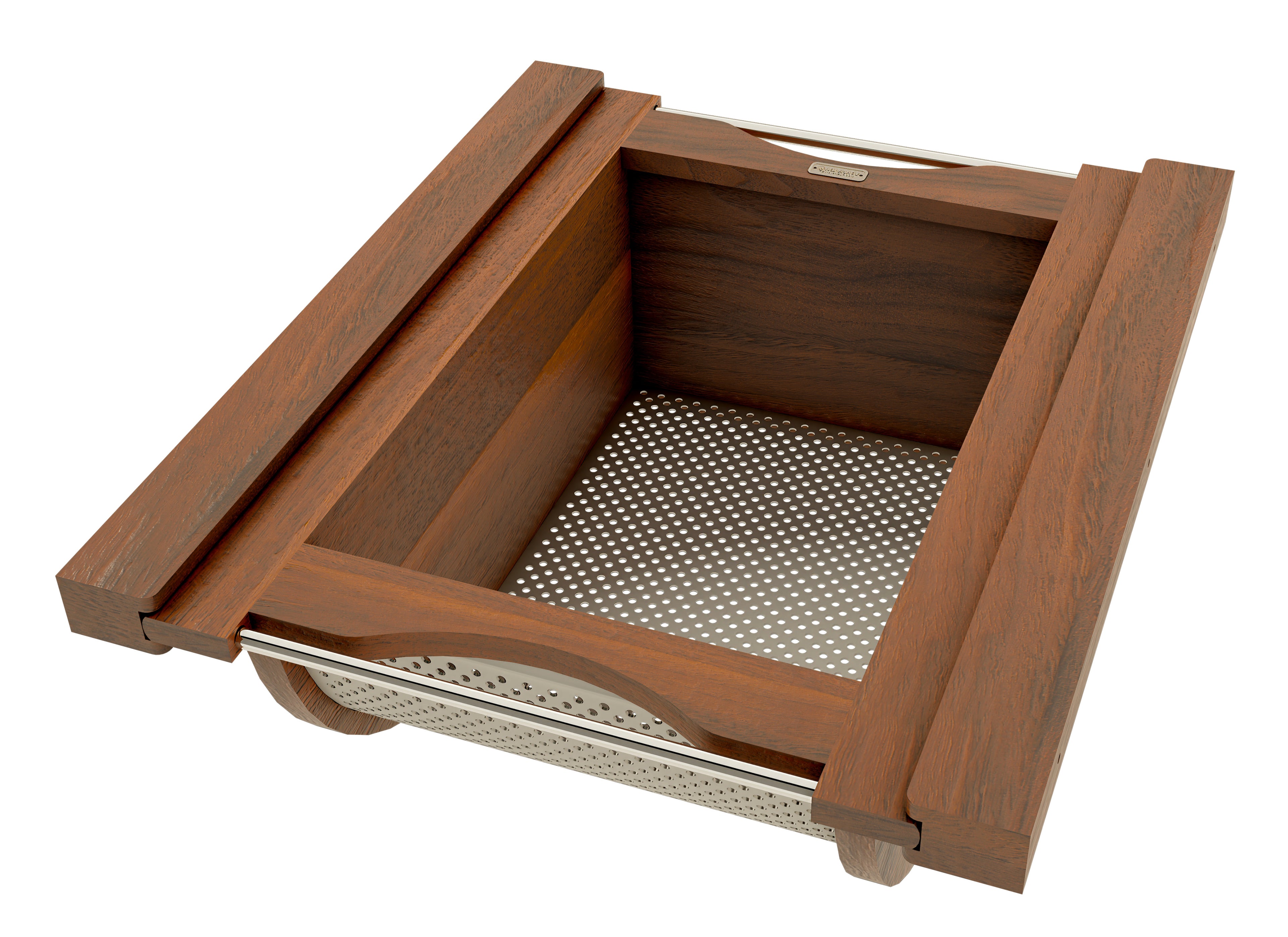 Walnut/Stainless-Steel Produce Basket for 18” Base Cabinets