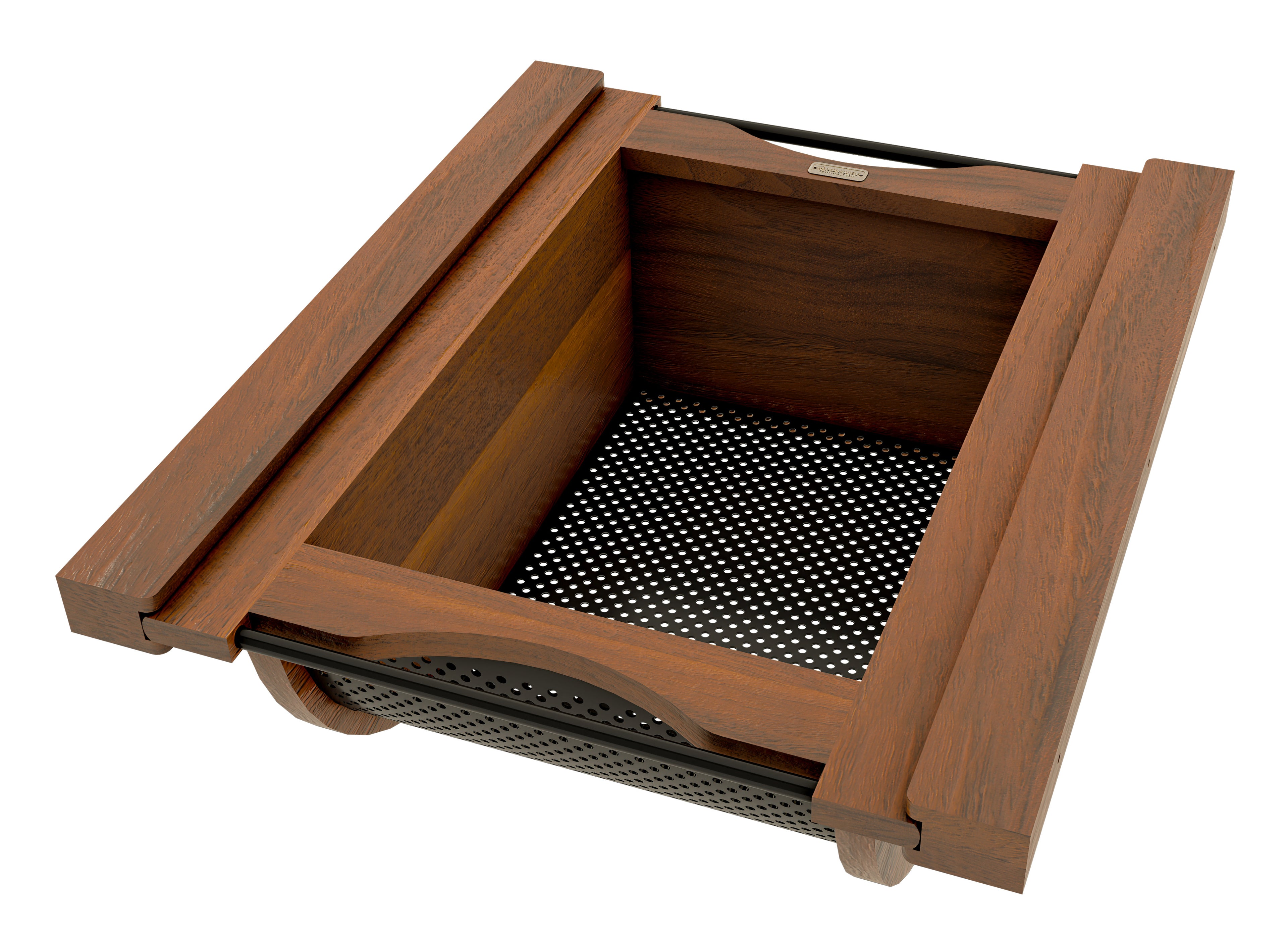 Walnut/Black Produce Basket for 18” Base Cabinets
