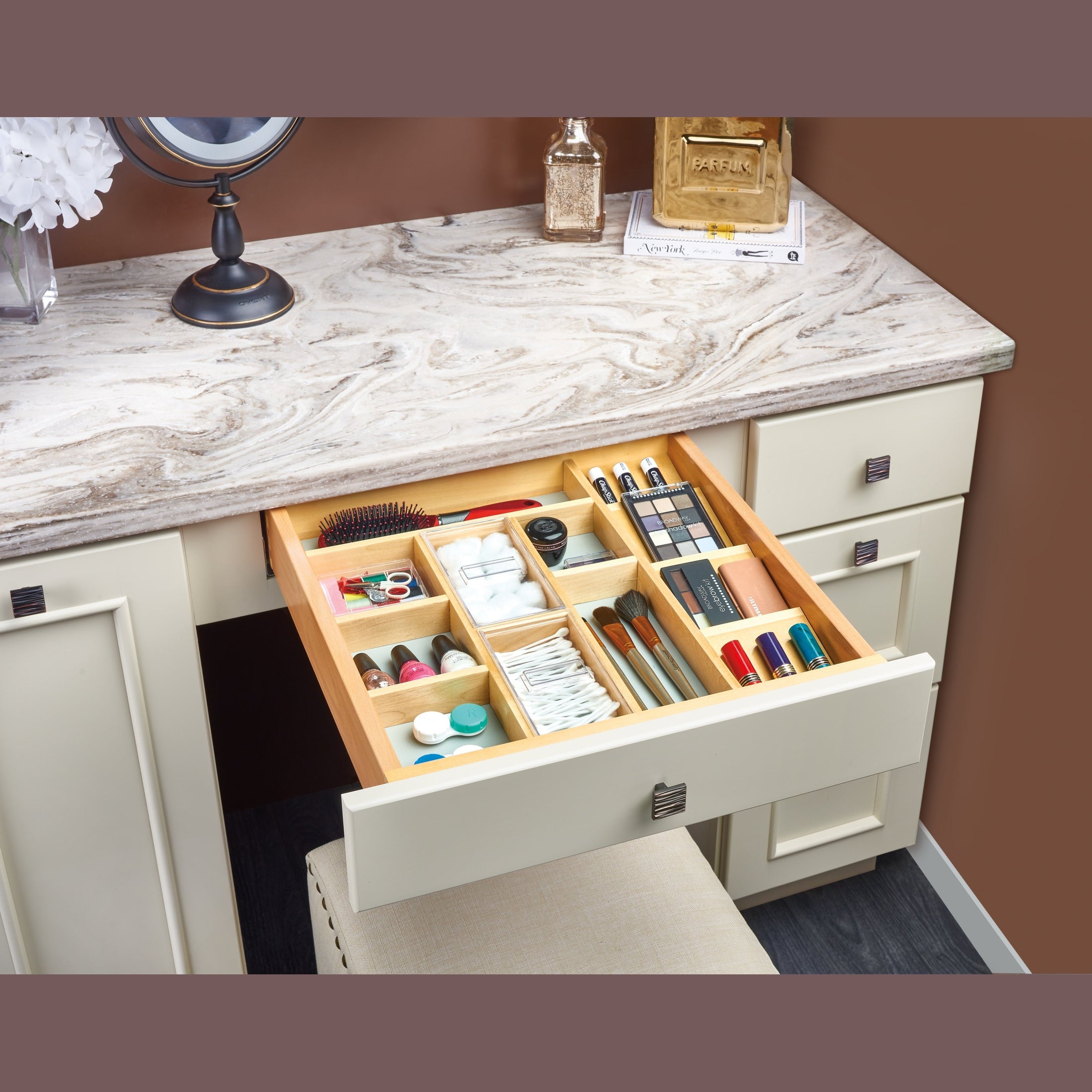 REV-A-SHELF 4VCOS-22-1 Natural Maple Trim-to-Fit Vanity Drawer Organizer