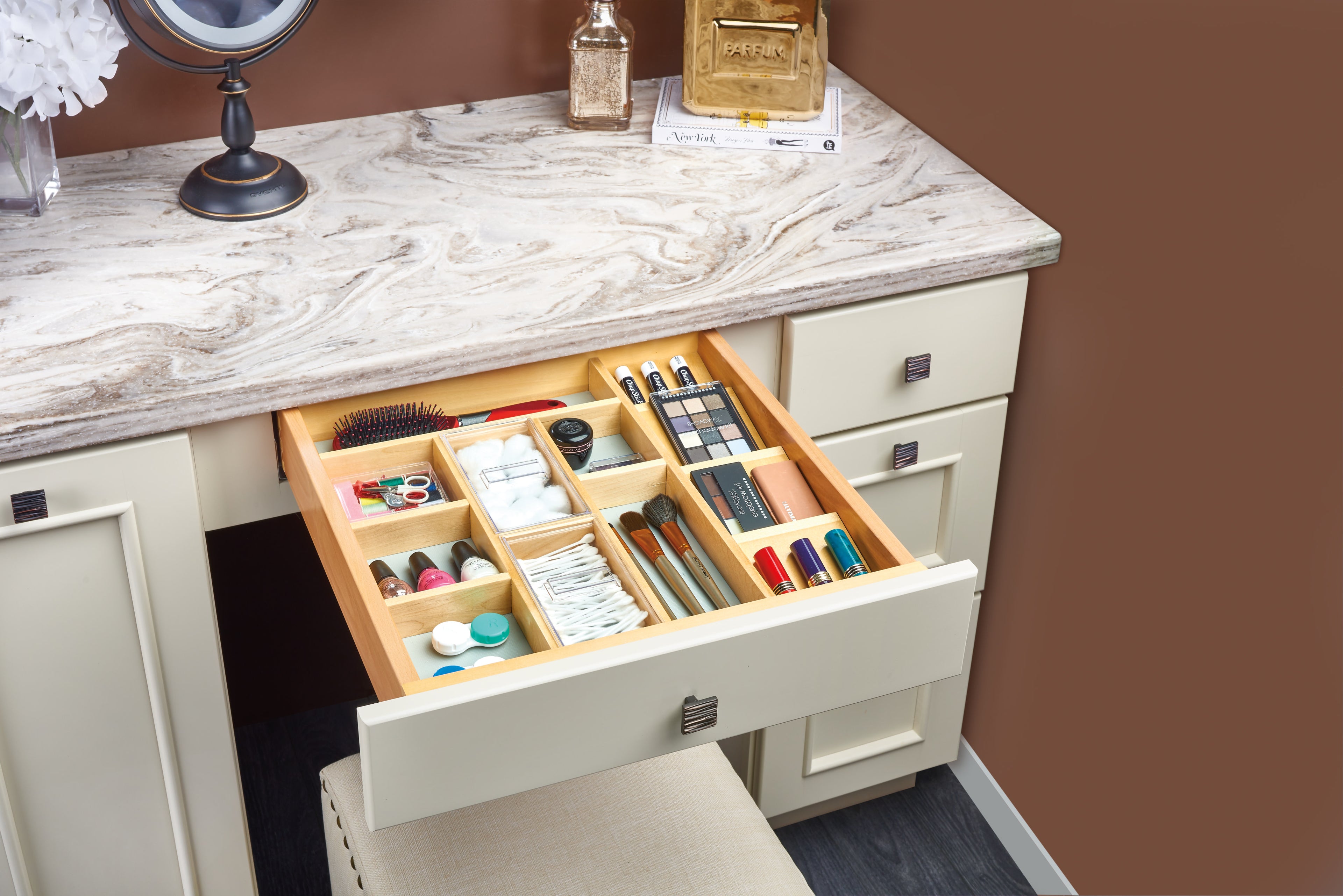 REV-A-SHELF 4VCOS-22-1 Natural Maple Trim-to-Fit Vanity Drawer Organizer