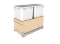 Double White 27 Qt. Maple Value Line Pullout Waste Container w/ Soft-Close for 15" Base Cabinets