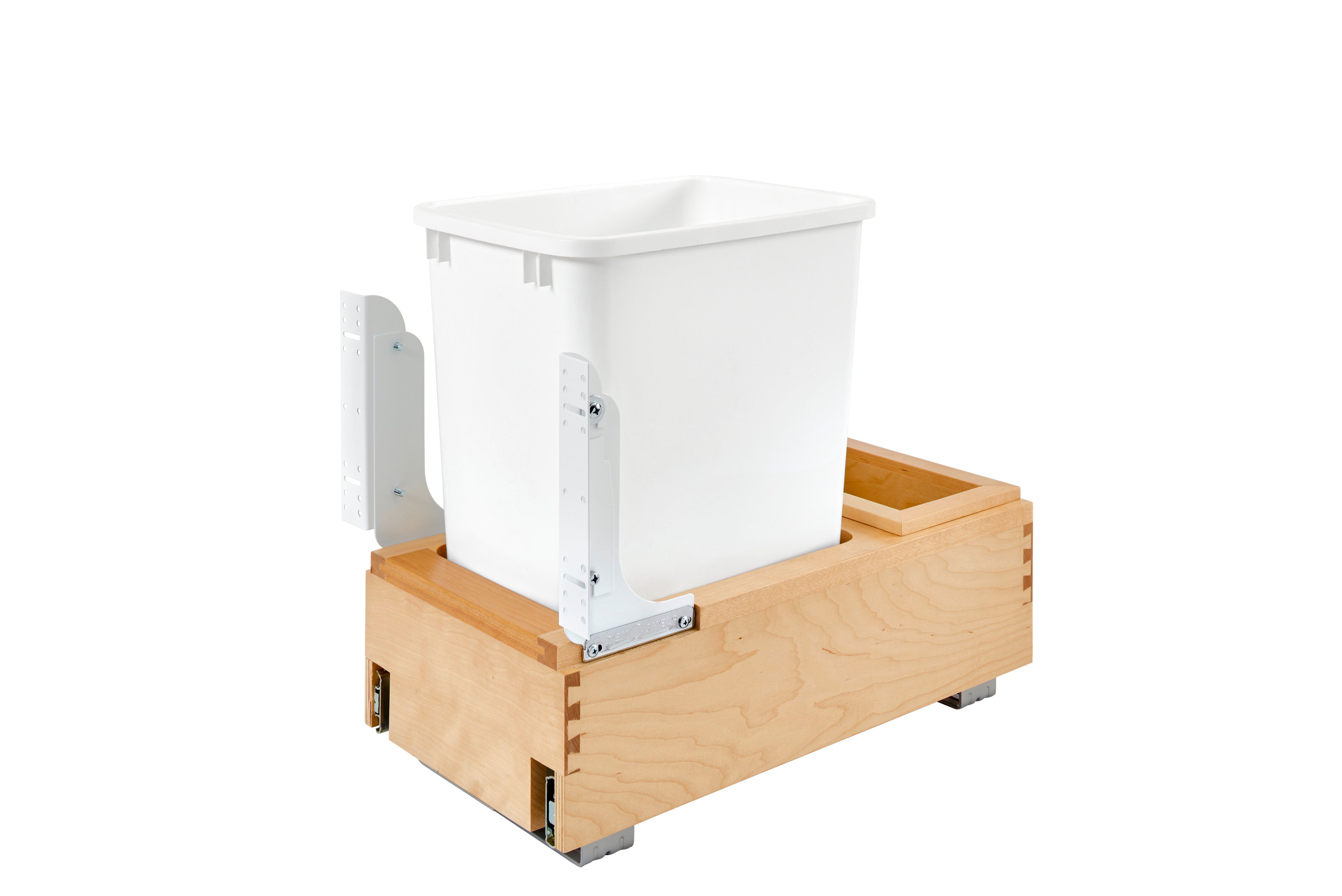 Single White 35 Qt. Maple Bottom Mount Pullout Waste Container