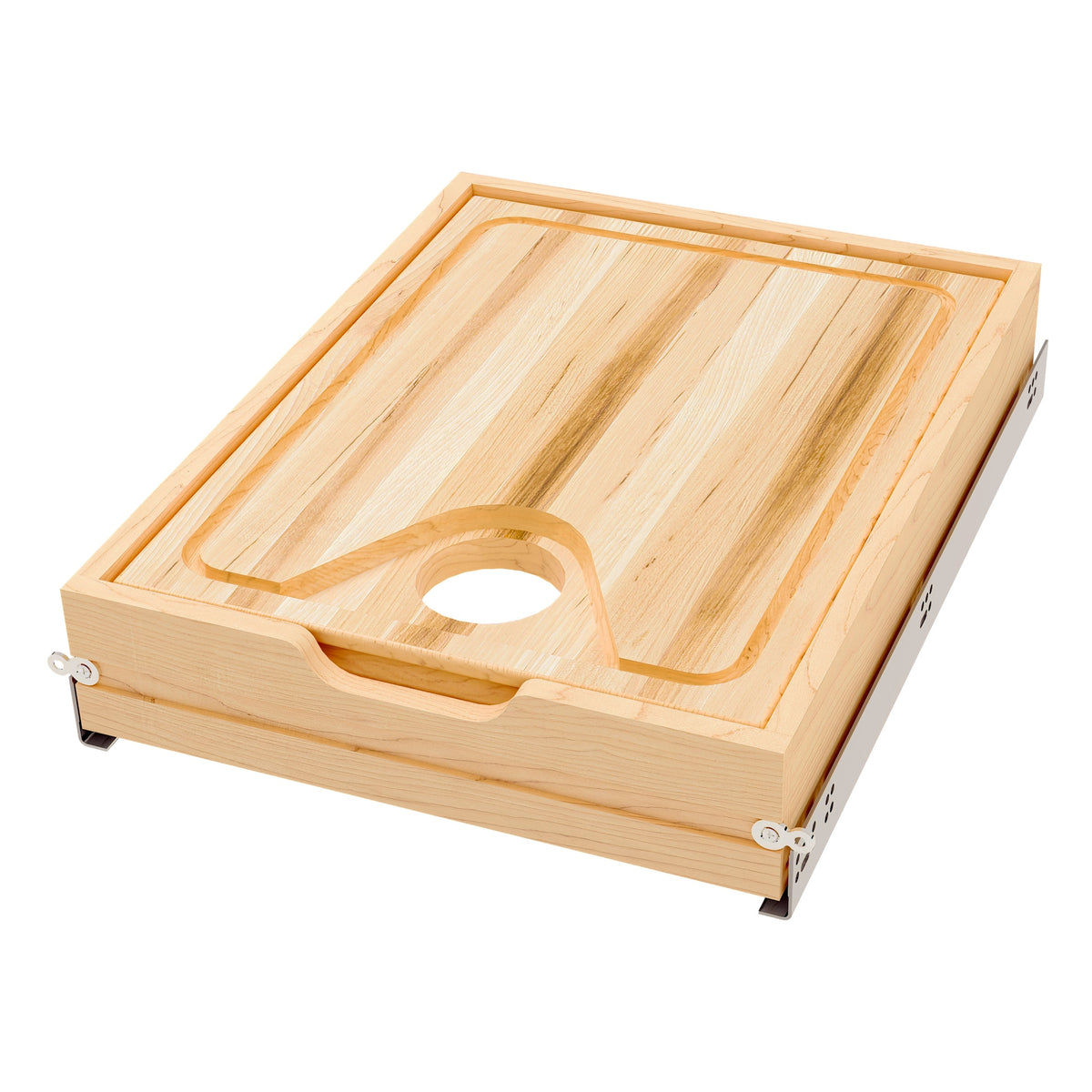 REV-A-SHELF 4WCCB-419HFLSC-1 Maple Cutting Board Replacement Drawer System w/ BLUM Soft-Close for 18" Frameless Base Cabinets