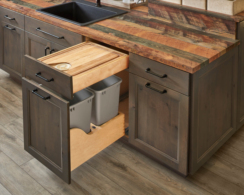 REV-A-SHELF 4WCCB-419HFLSC-1 Maple Cutting Board Replacement Drawer System w/ BLUM Soft-Close for 18" Frameless Base Cabinets