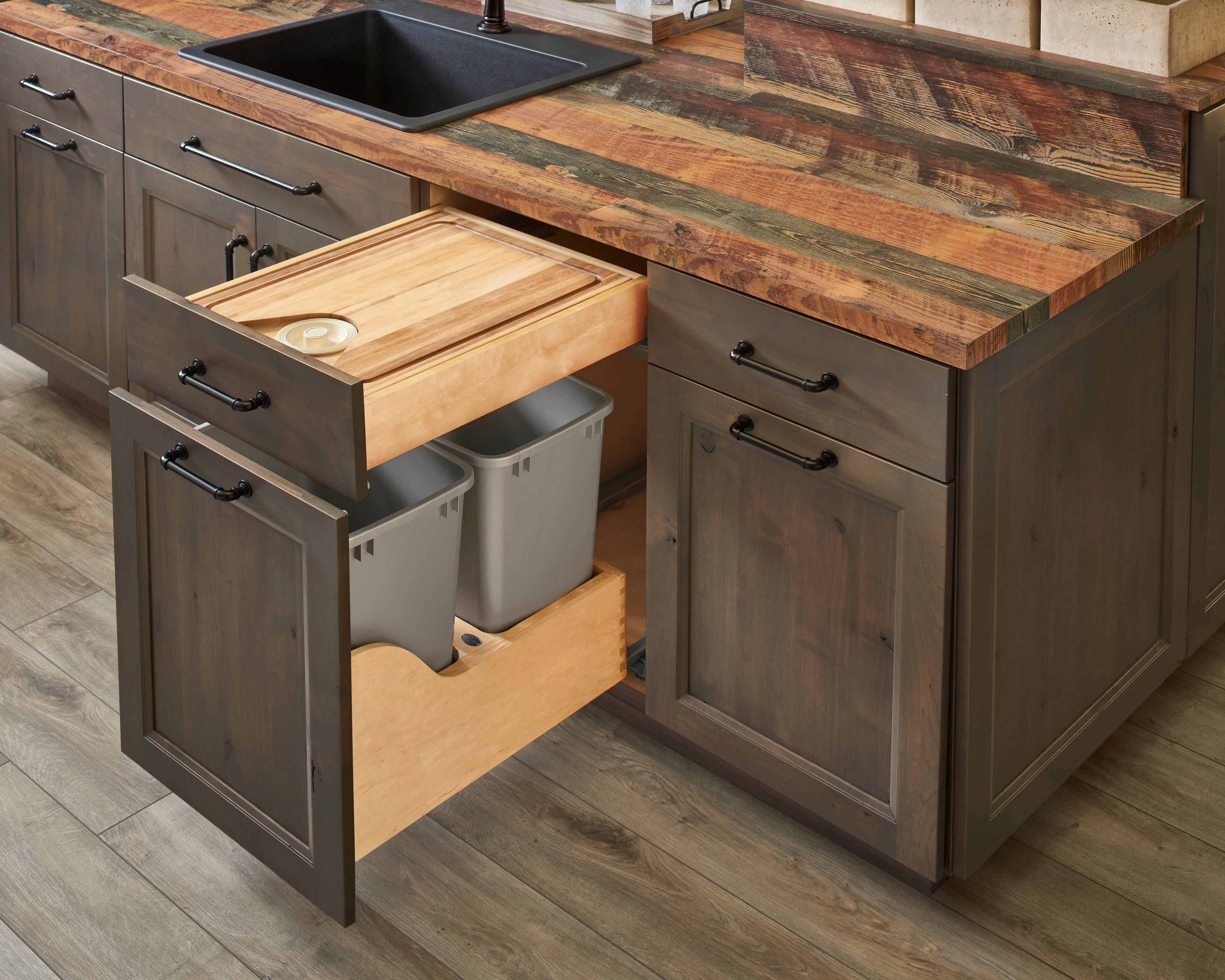 REV-A-SHELF 4WCCB-419HFLSC-1 Maple Cutting Board Replacement Drawer System w/ BLUM Soft-Close for 18" Frameless Base Cabinets