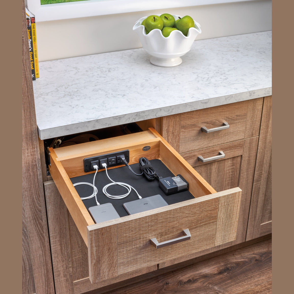 REV-A-SHELF 4WCDB-18HFLSC-1 Natural Maple Charging Drawer for 18" Full-Access w/ BLUM Soft-Close
