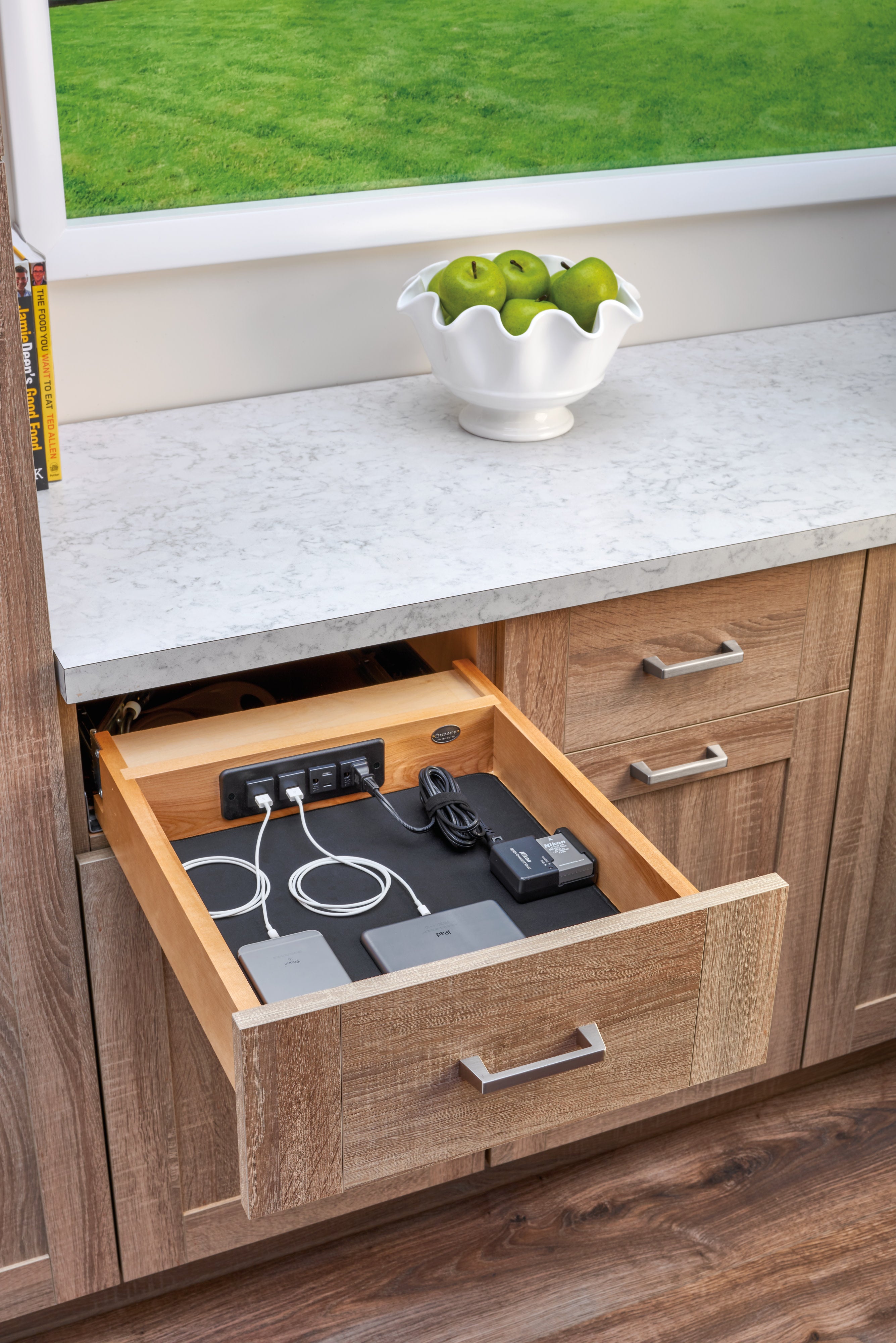 REV-A-SHELF 4WCDB-18HFLSC-1 Natural Maple Charging Drawer for 18" Full-Access w/ BLUM Soft-Close