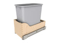 Single Metallic Silver 20 Qt. Maple Pullout Waste Container w/ Soft-Close for 12" Vanity Base Cabinets