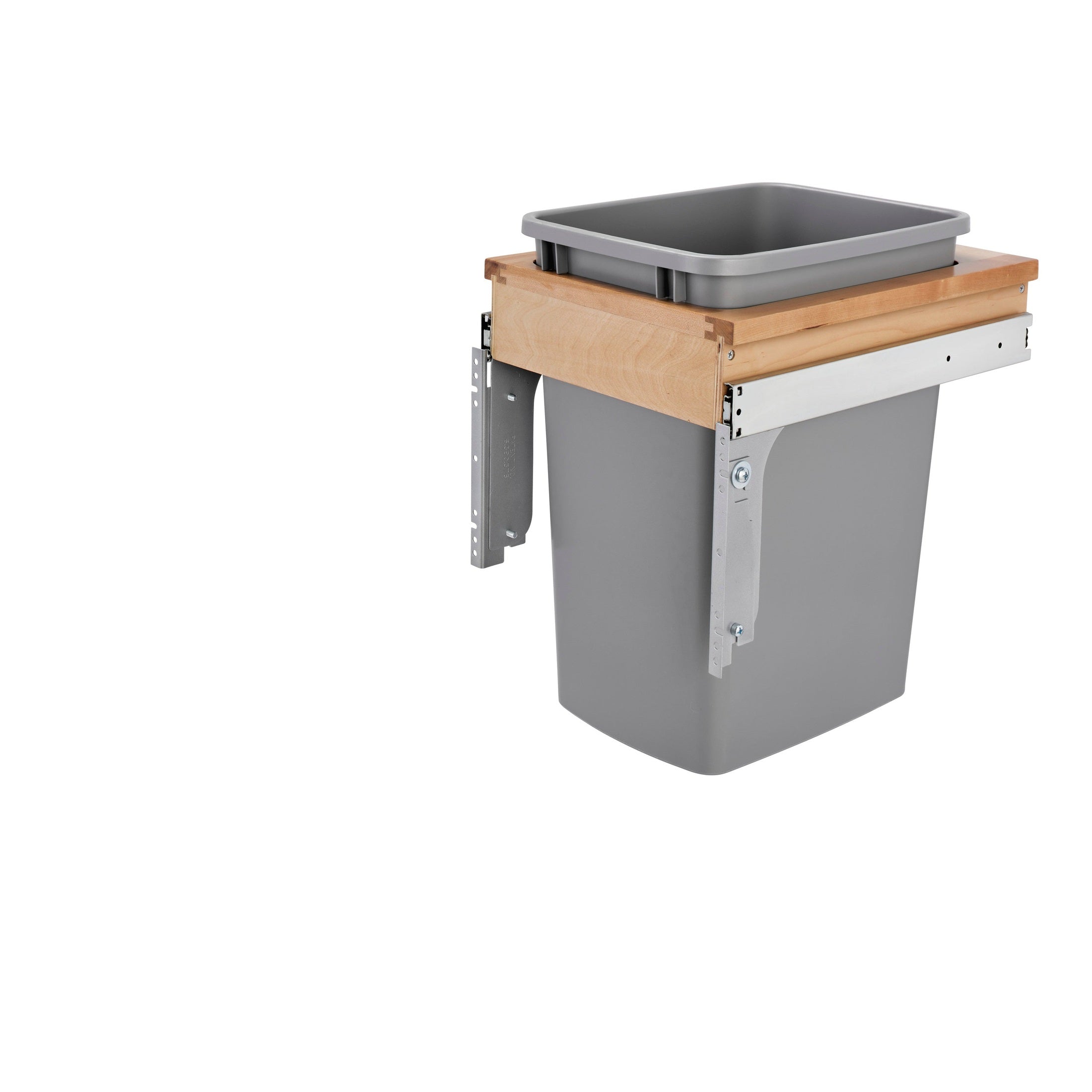 Wood Top Mount Pullout Single Waste Container with Reduced Depth