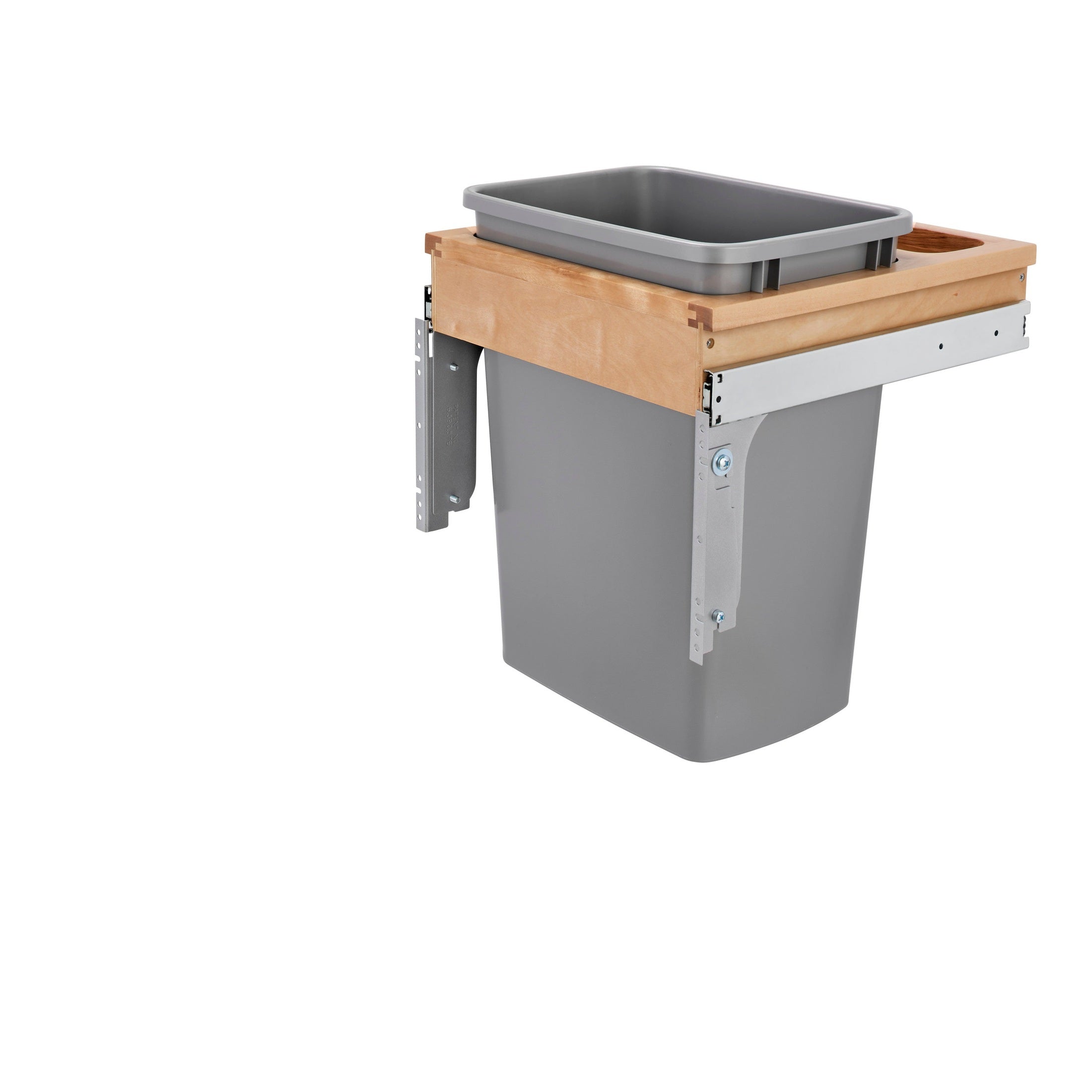 Wood Top Mount Pullout Single Waste Container with Reduced Depth